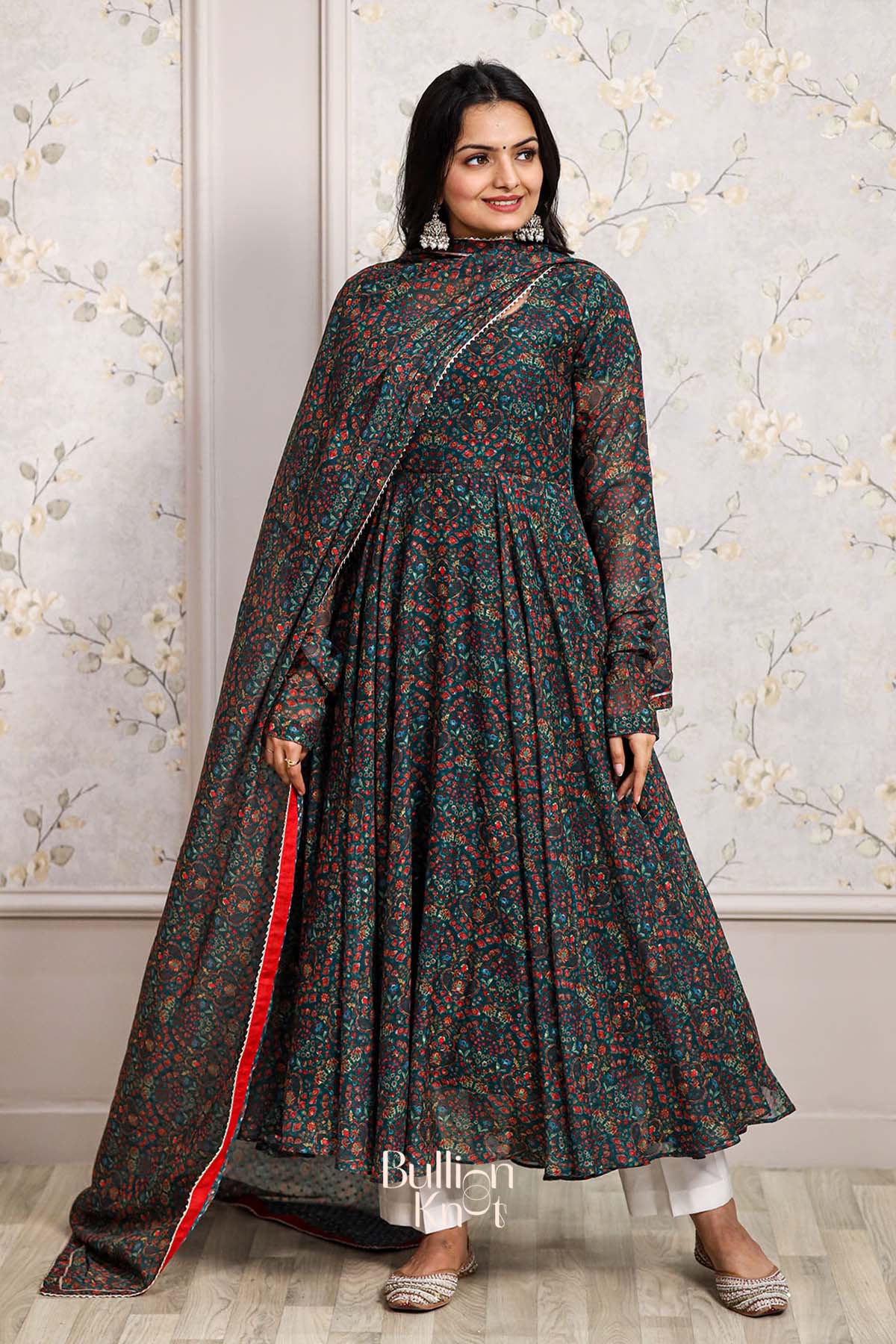 Gulkhera 3 Piece Suit Set in Dark Green
