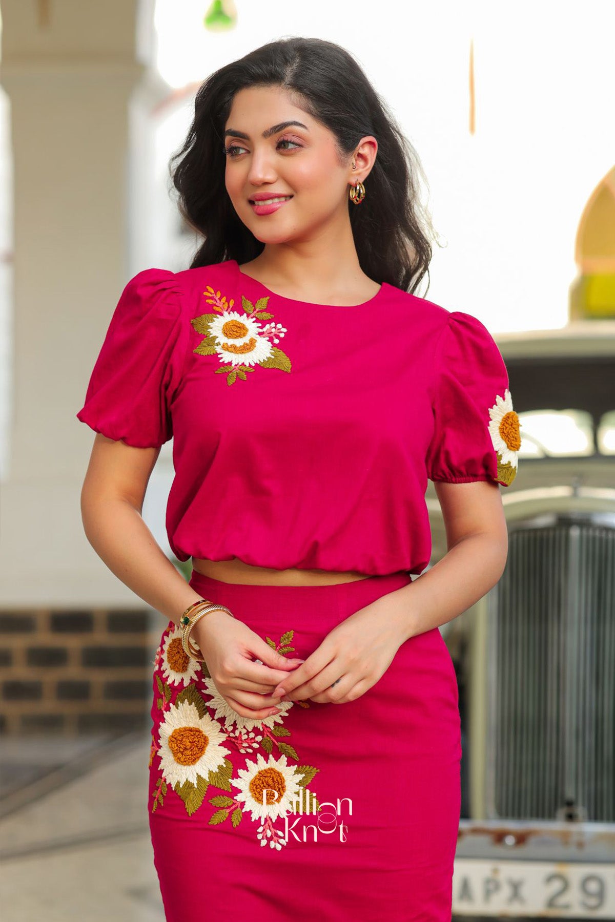 Paprika Crop Top Set in Red