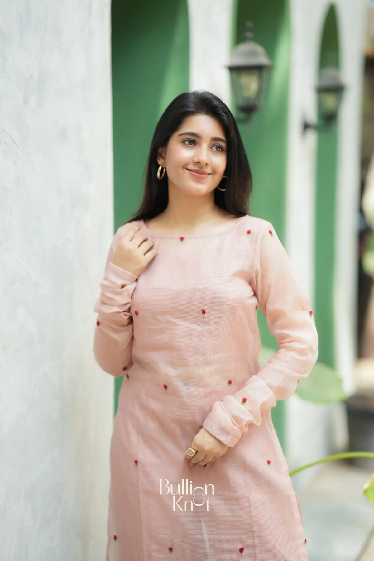 Cossette Kota Doria Suit Set (Dress) in Soft Peach