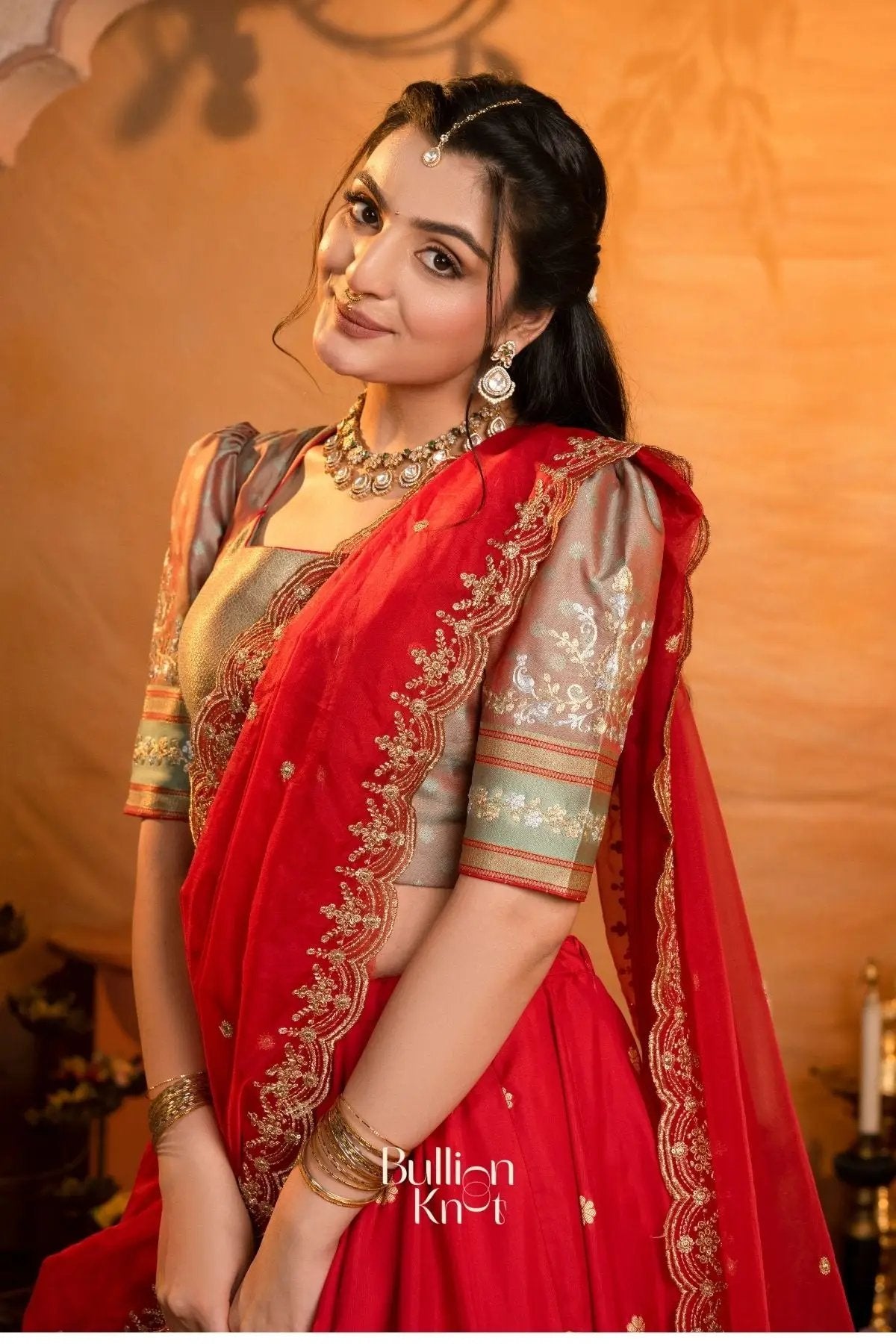 RaktaKamal Soft Silk Red Lehenga Set