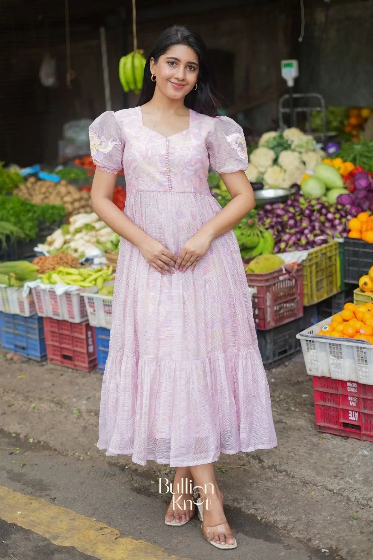 Vaila Drift Kota Doria Midi (Dress) in Pink