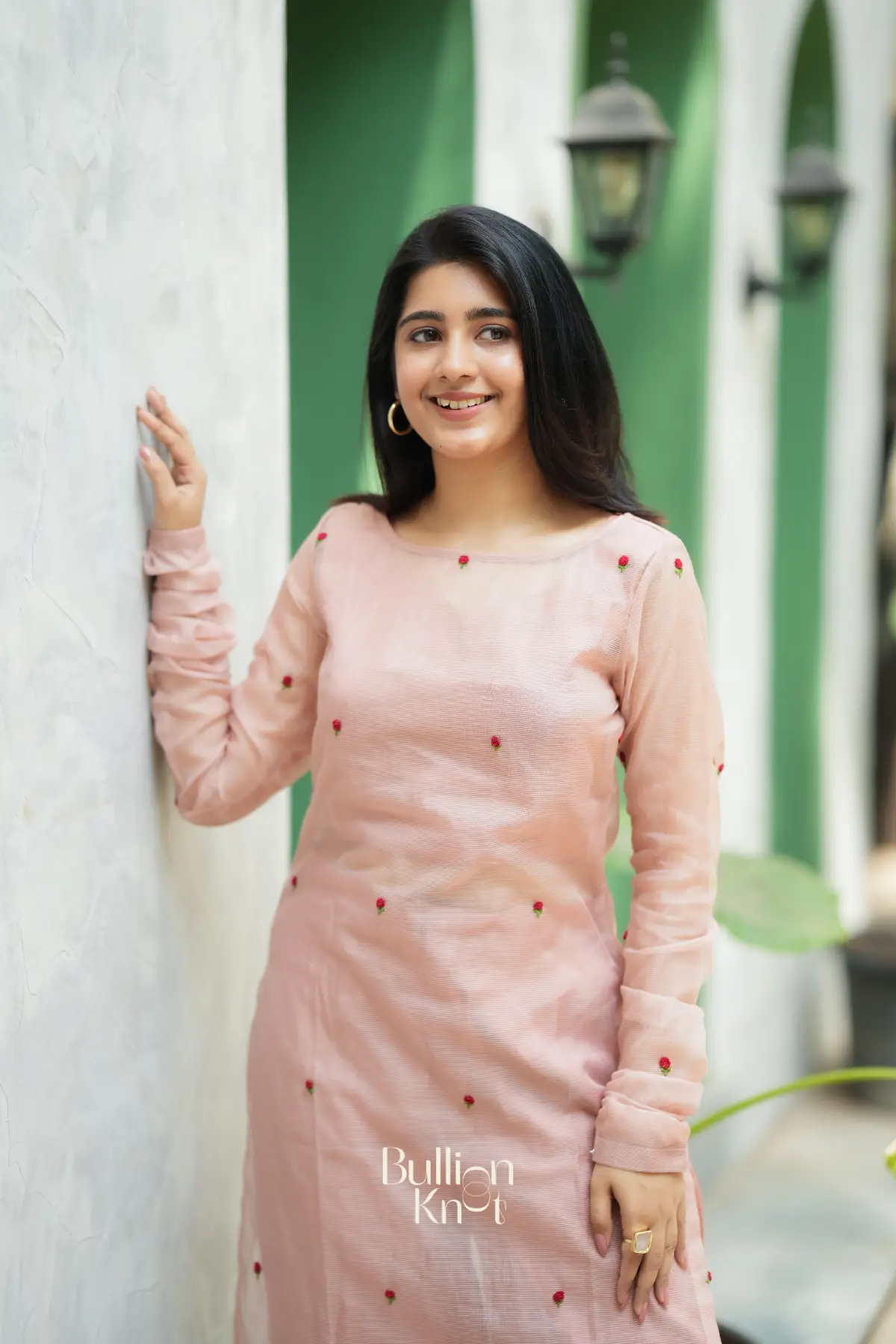 Cossette Kota Doria Suit Set (Dress) in Soft Peach