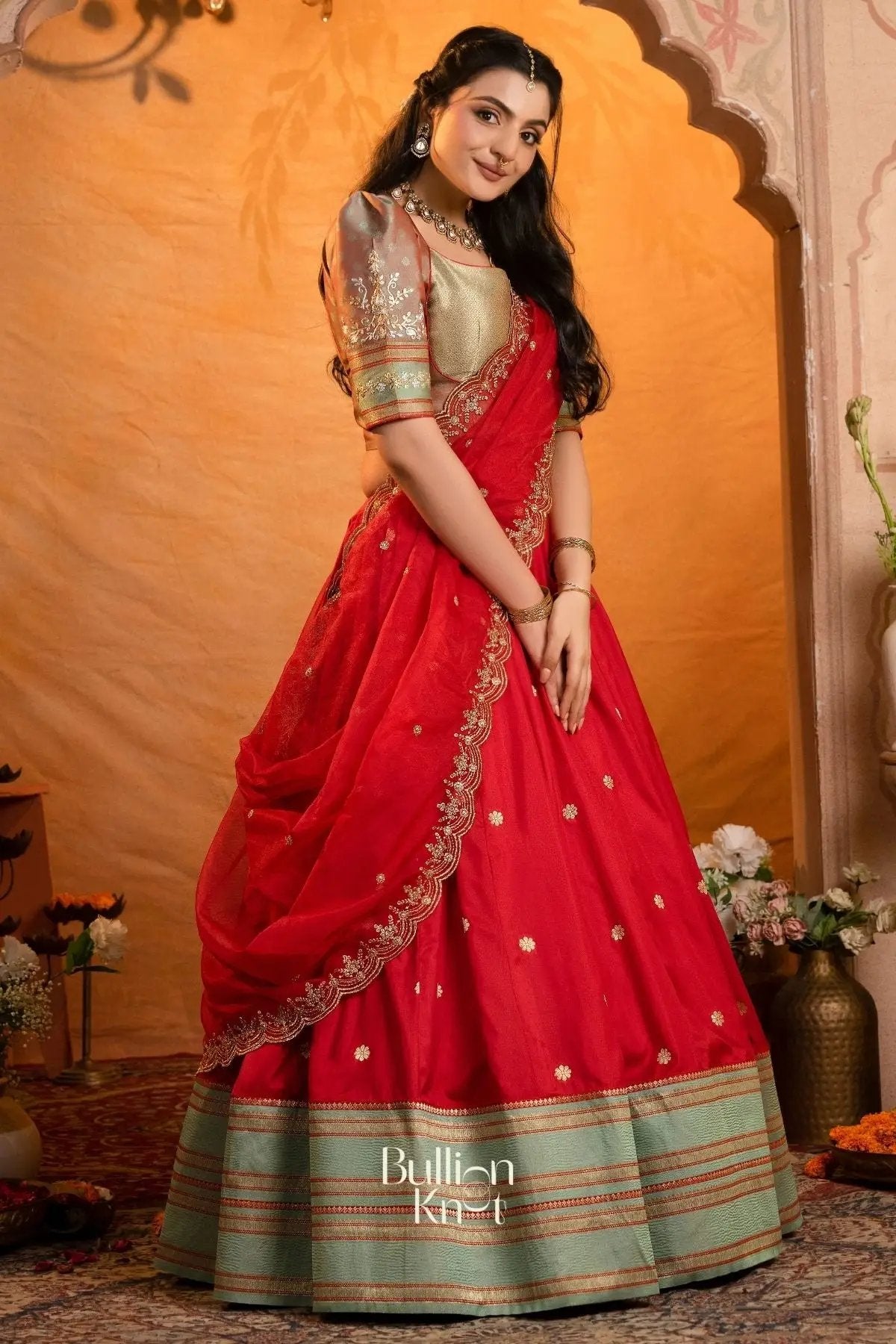 RaktaKamal Soft Silk Red Lehenga Set