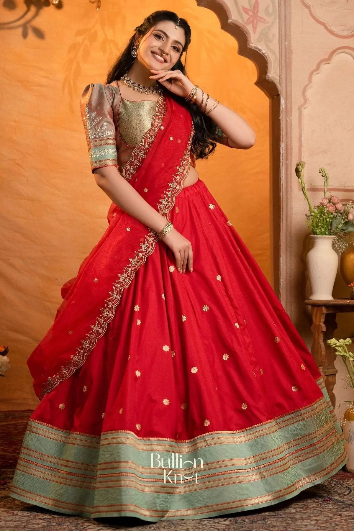 RaktaKamal Soft Silk Red Lehenga Set