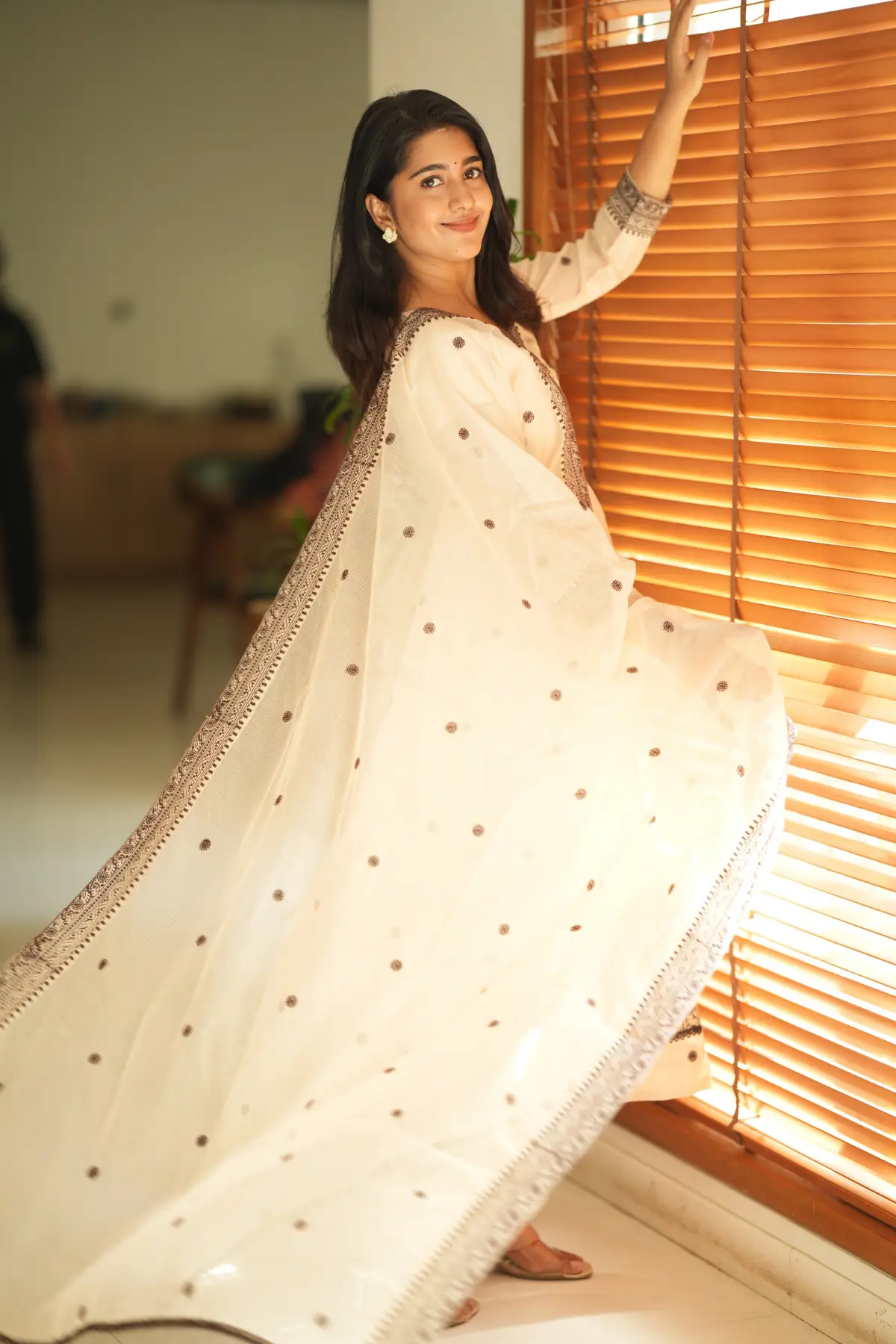 Ivana Kota Doria Kurta Set (Dress) in Vanilla