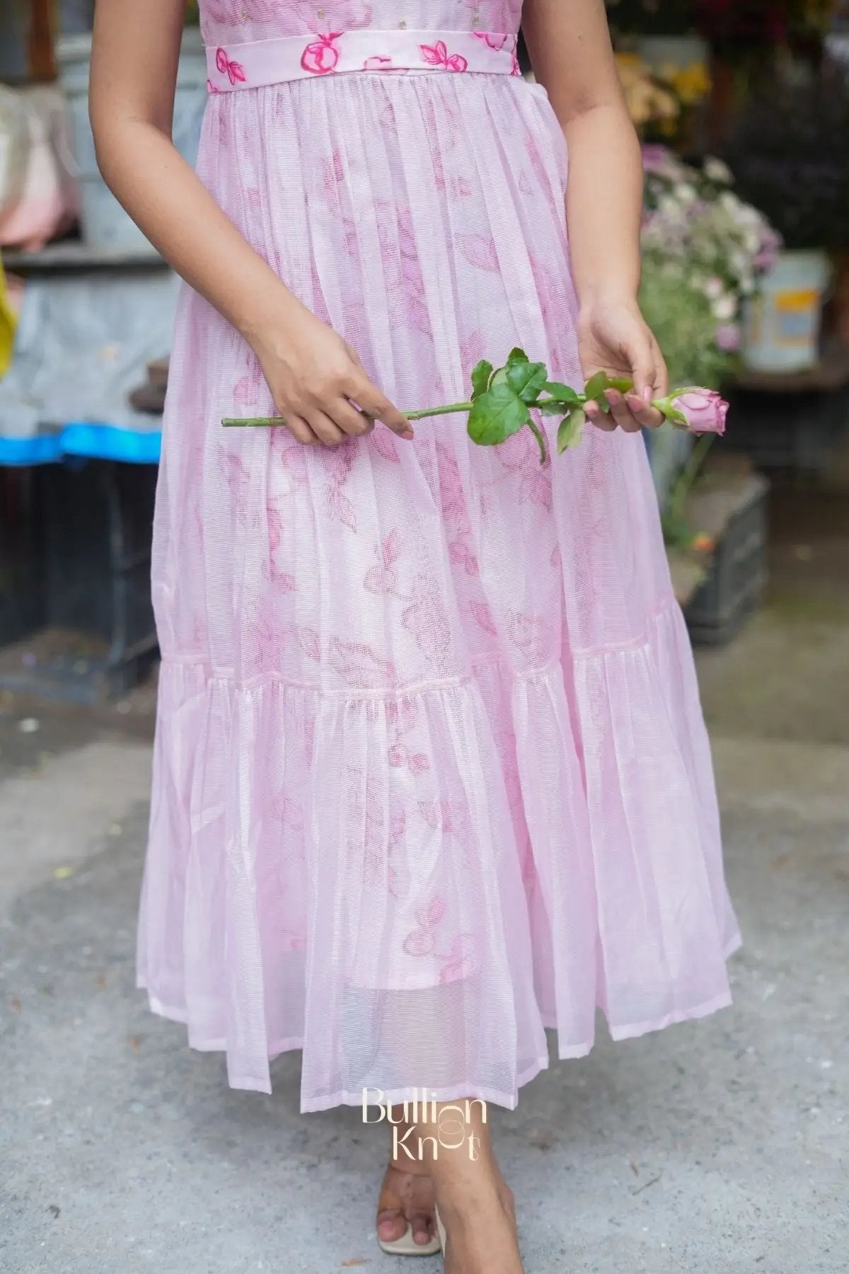 Brisa Bloom Kota Doria Midi (Dress) in Pink