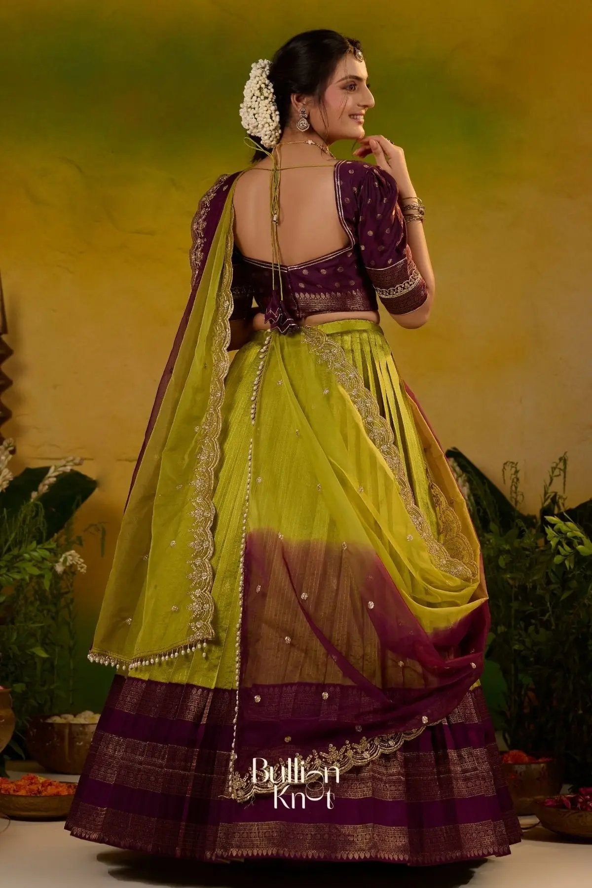 Sugandhika Soft Silk Lime green Lehenga Set