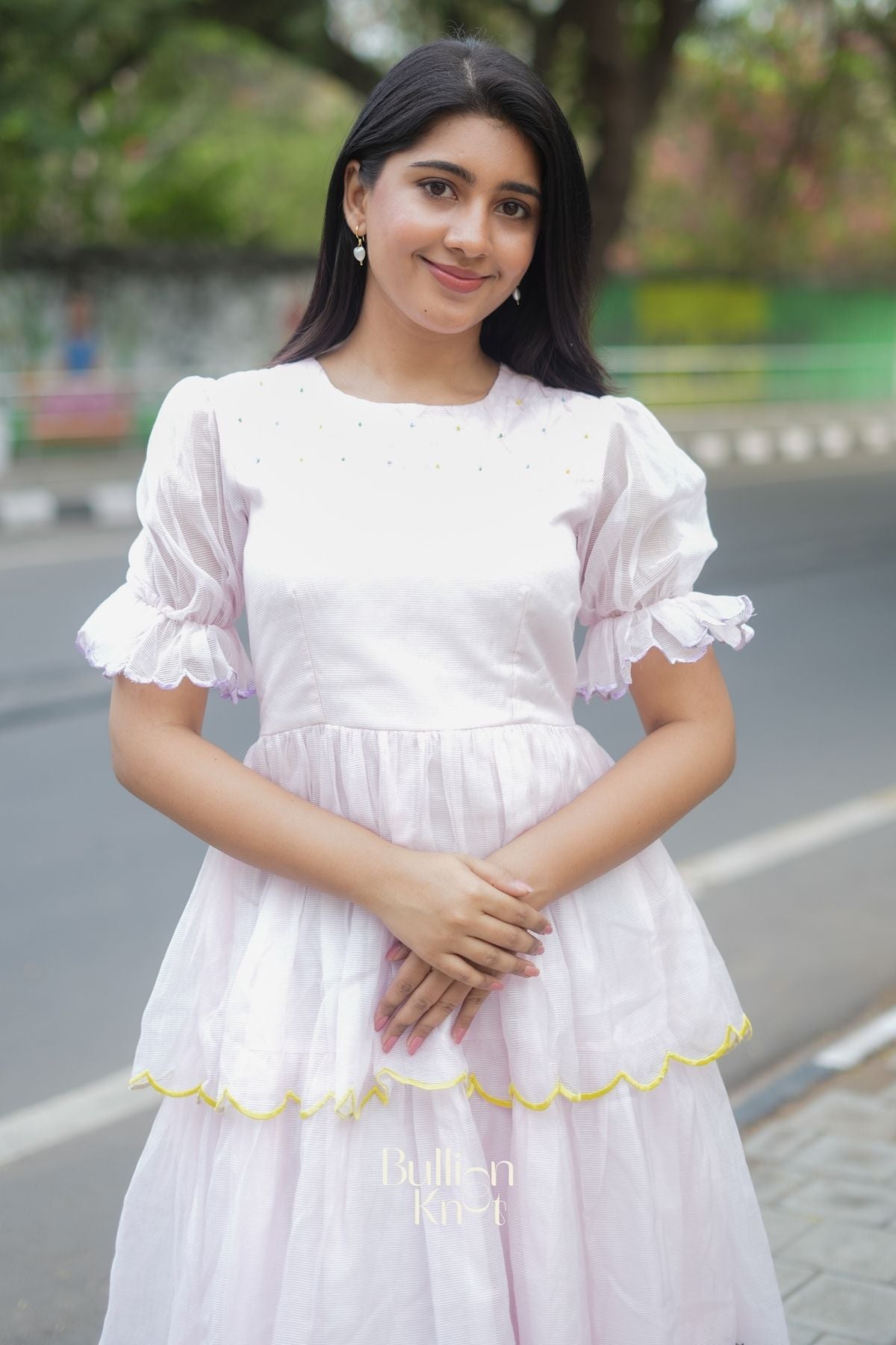 Rosava Kota Doria Midi (Dress) in Baby Pink