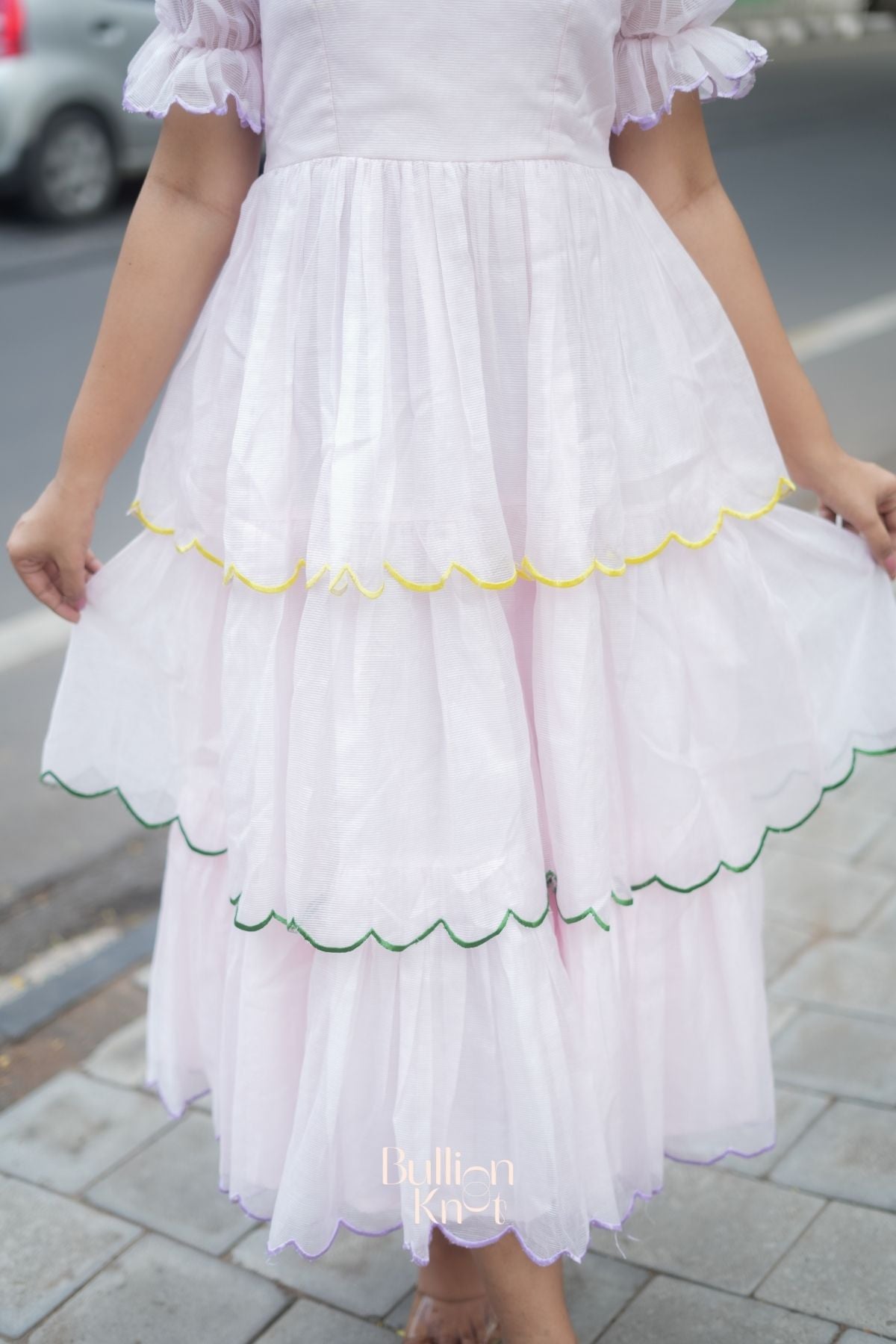 Rosava Kota Doria Midi (Dress) in Baby Pink