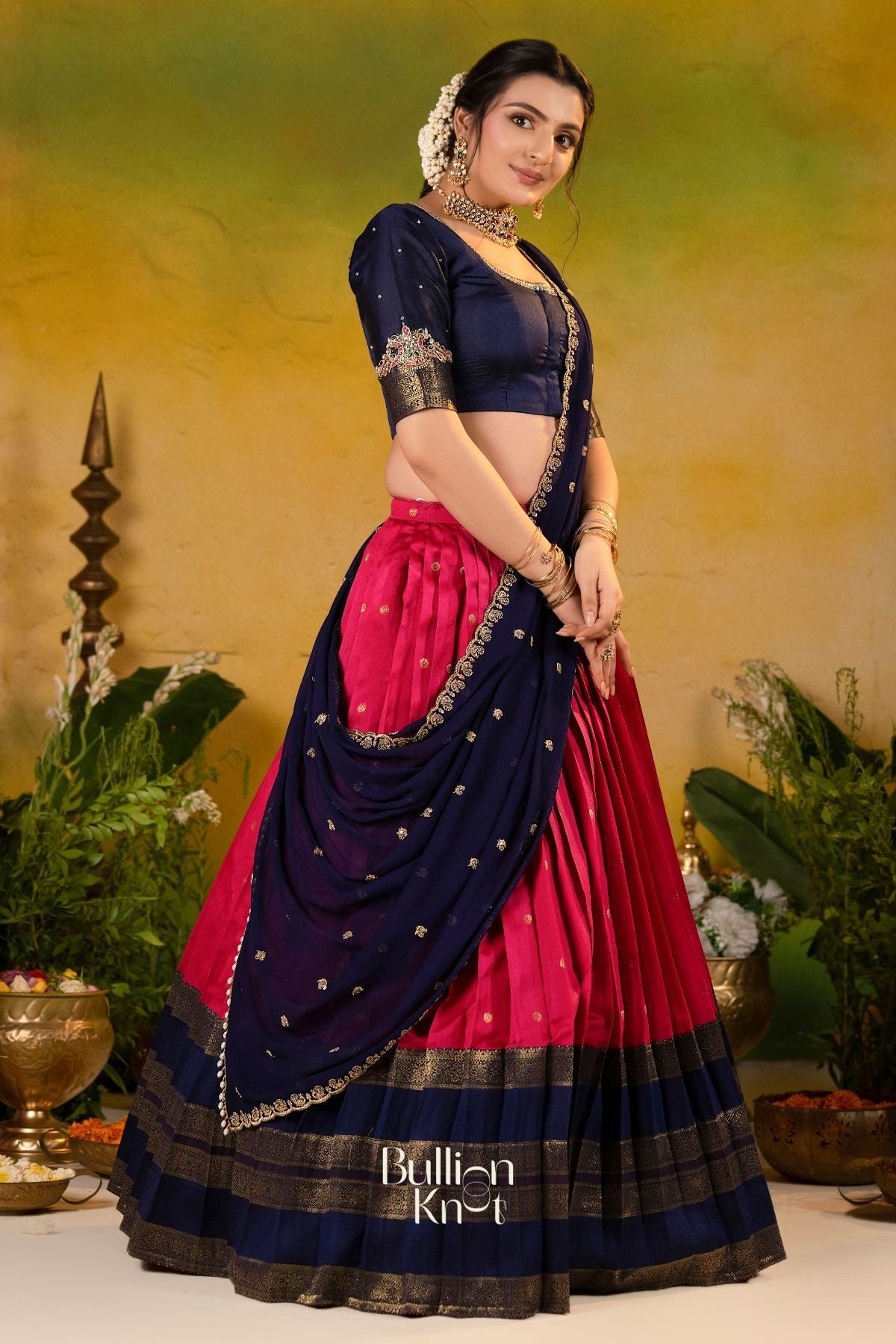Nilambari Noor Soft Silk Lehenga Set In Navy Blue