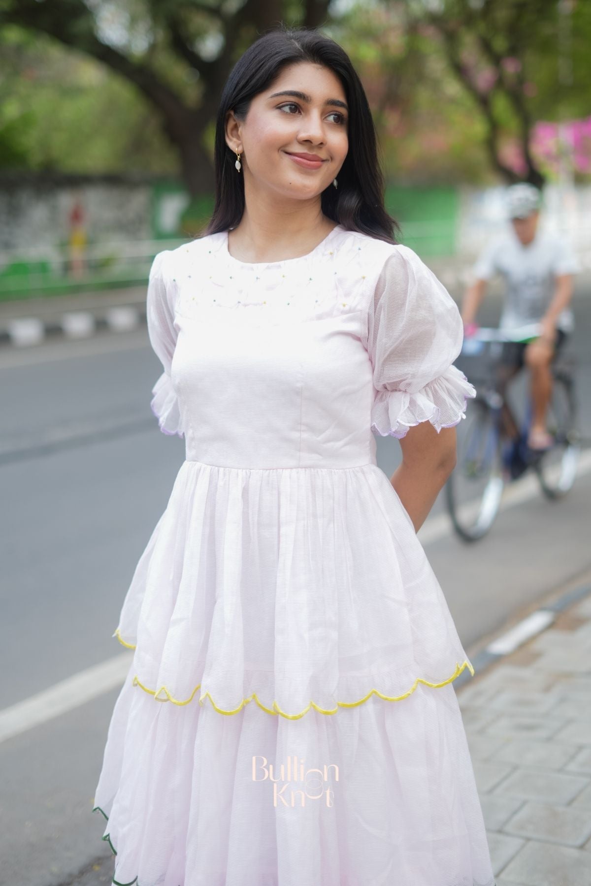 Rosava Kota Doria Midi (Dress) in Baby Pink
