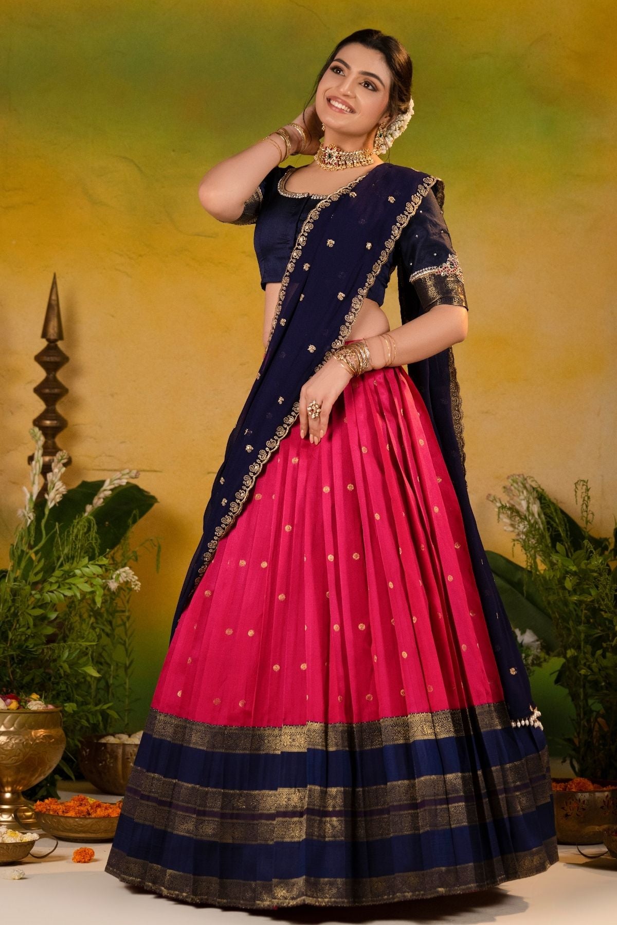 Nilambari Noor Soft Silk Lehenga Set In Navy Blue