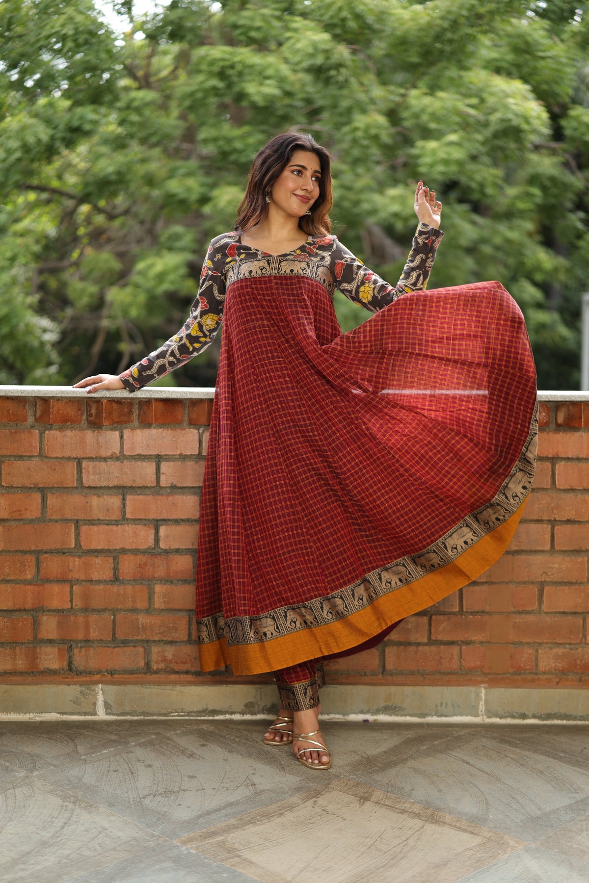 Gajraj Maroonj Anarkali Suit Set for Festive Wear