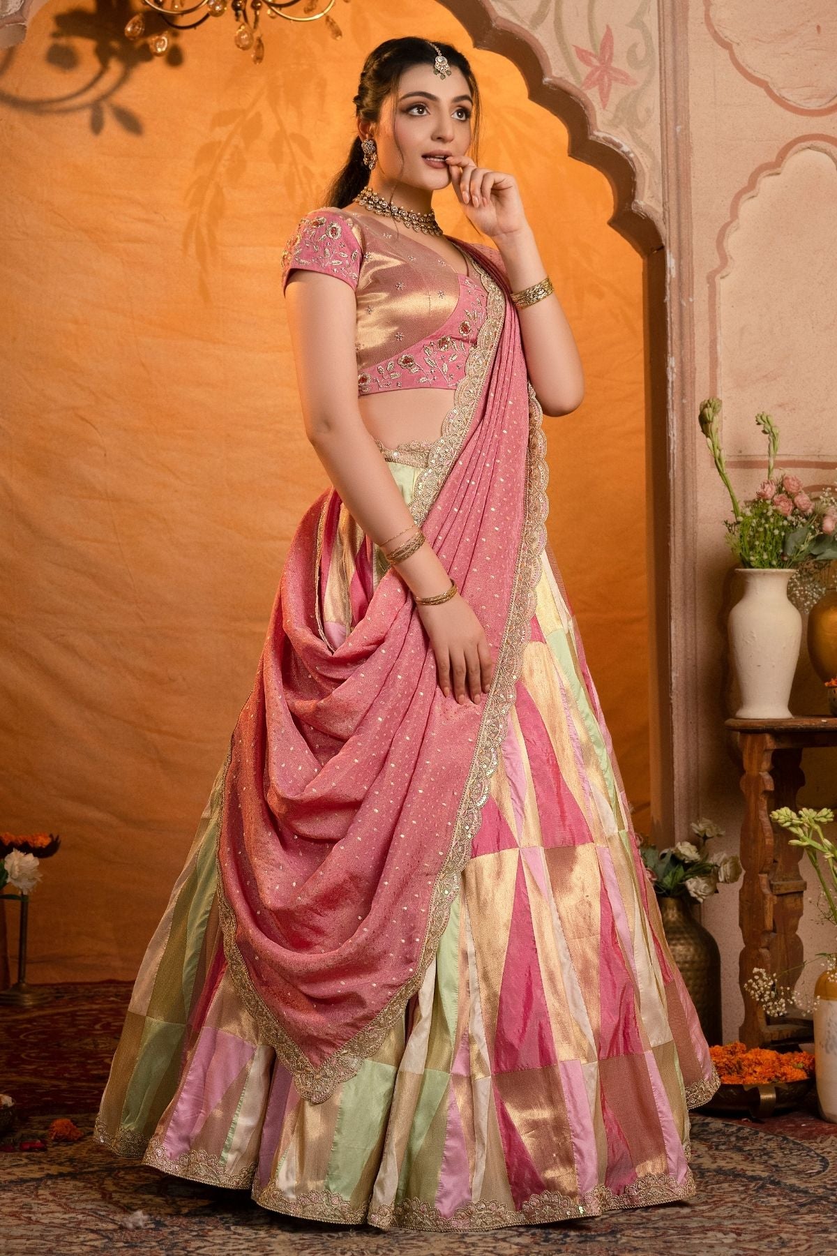 Komalritika Soft Silk Pink Lehenga Set