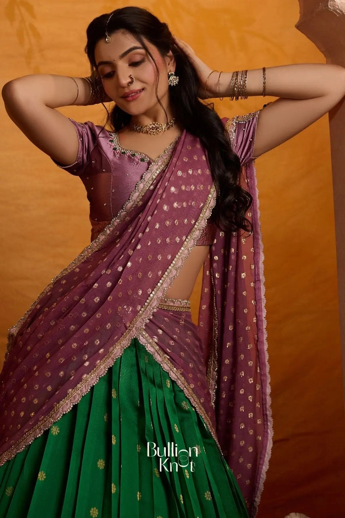 Indulekha Soft Silk Lehenga Set In Green