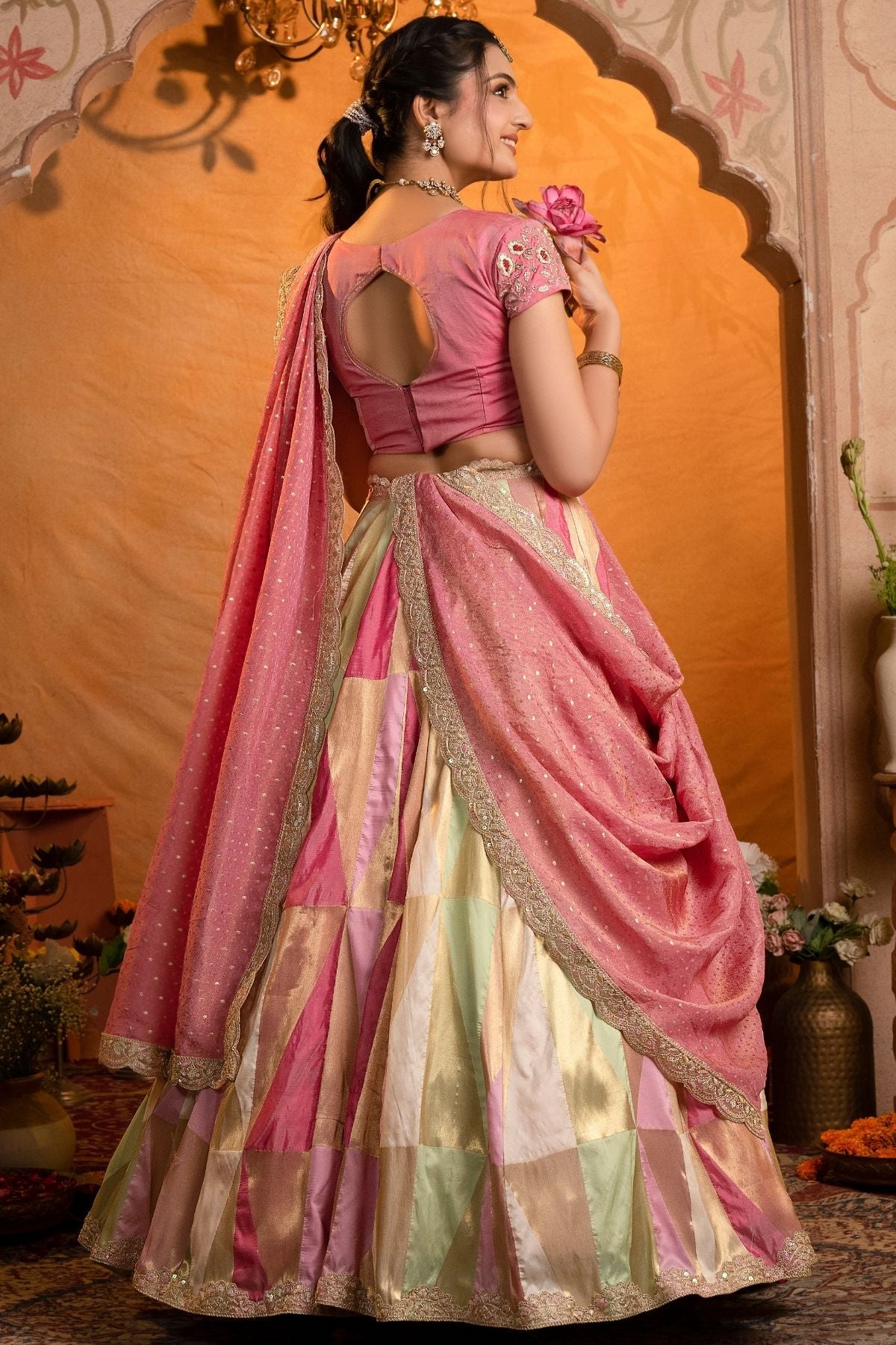 Komalritika Soft Silk Pink Lehenga Set