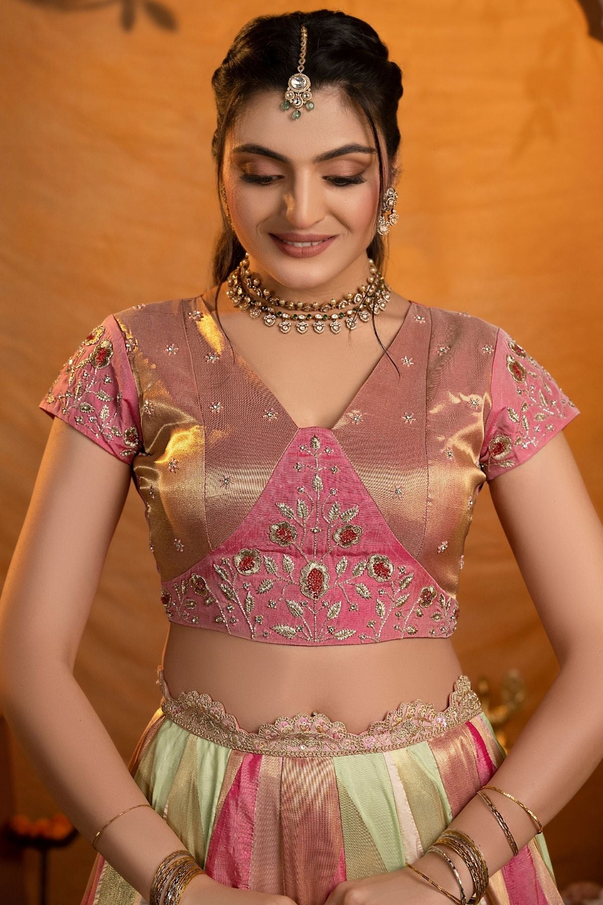 Komalritika Soft Silk Pink Lehenga Set