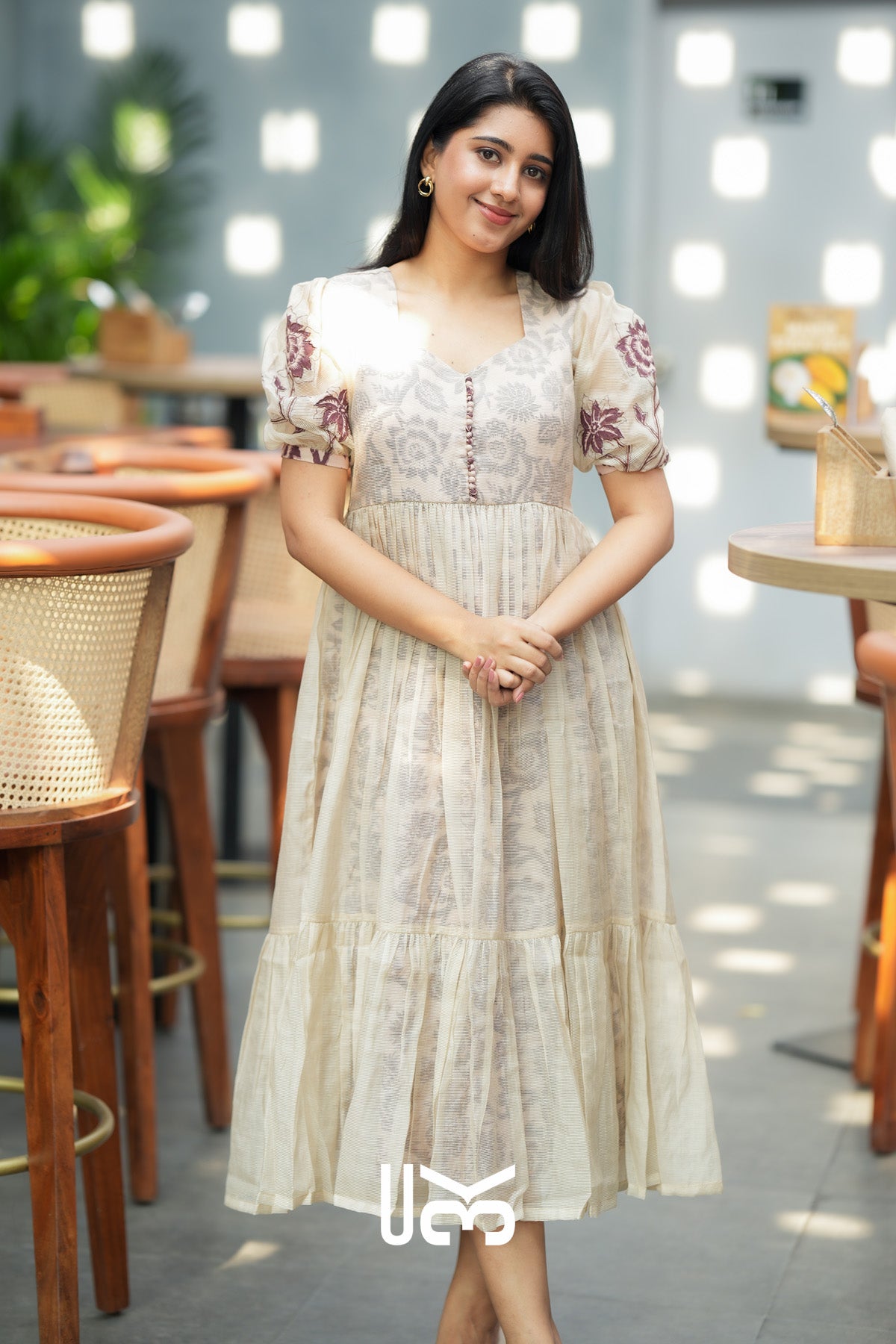 Seleneva Kota Doria Midi (Dress) in Brown