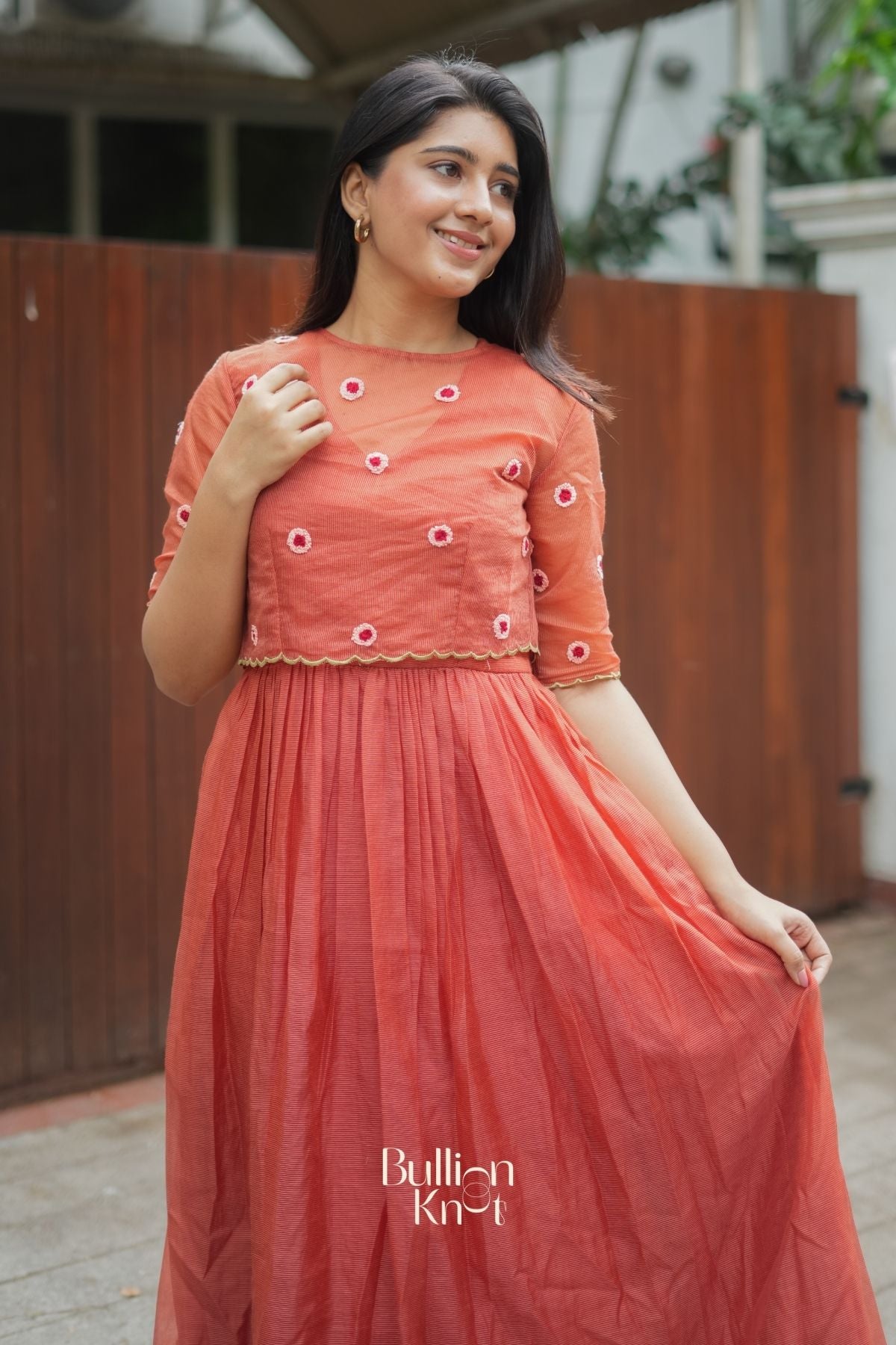 Delina Kota Doria Midi(Dress) in Rustic
