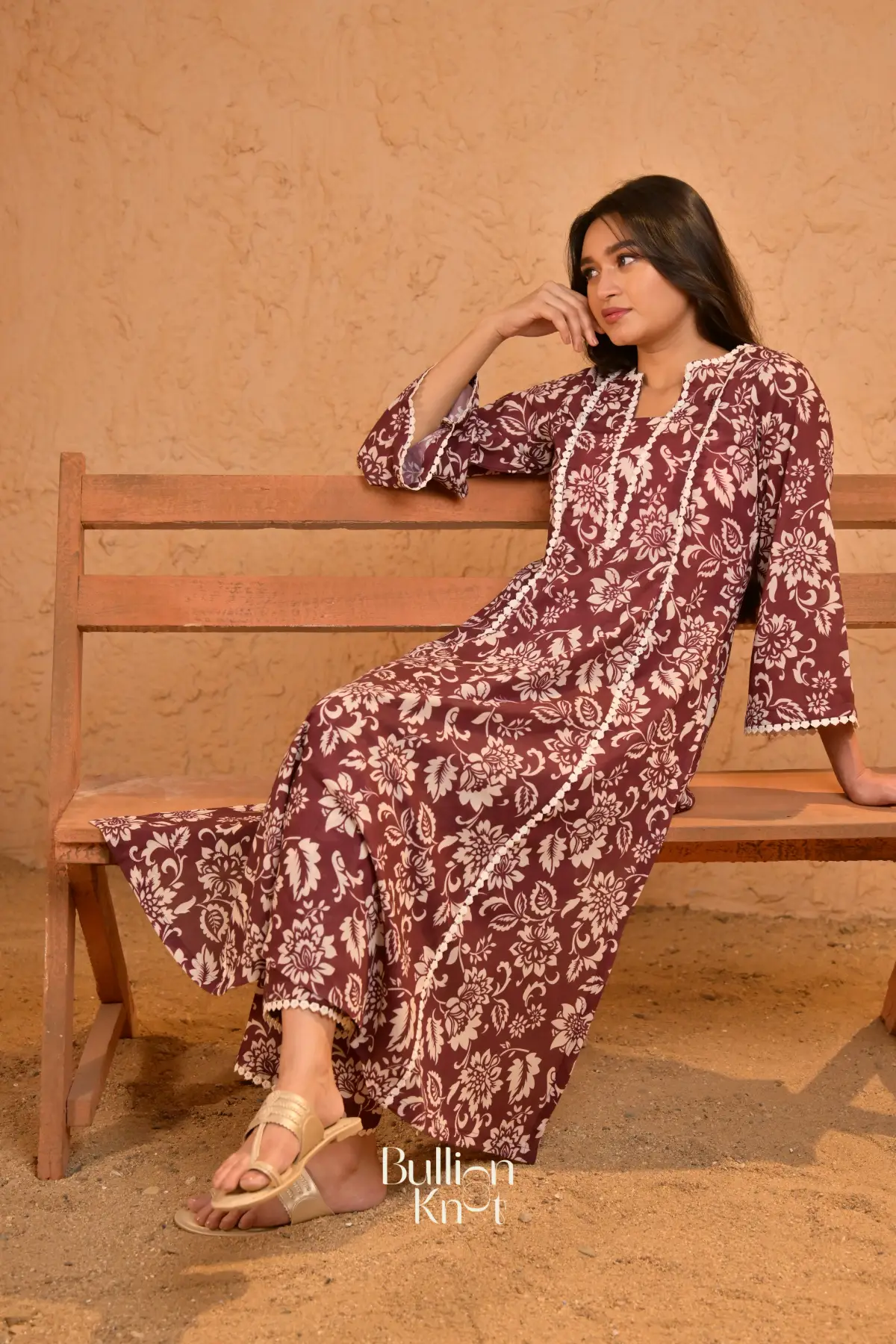Lavanya Maternity Kurta Set (Dress) in Brown