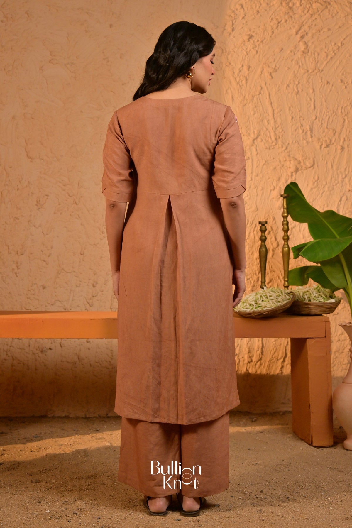 Maativastra linen Kurta Set (Dress) in earthy
