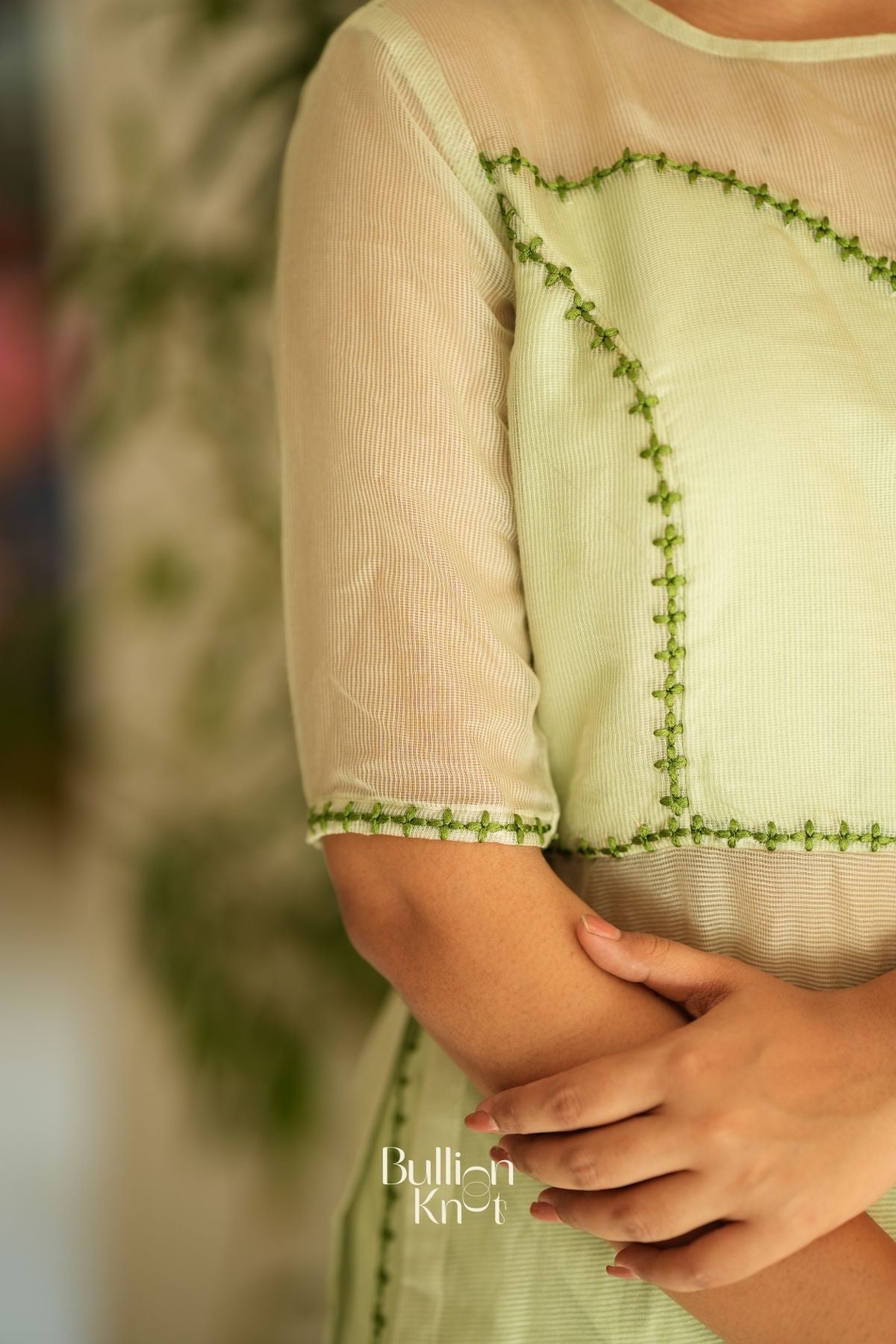 Keya Kota Doria Kurta Set (Dress) in Pastel Green