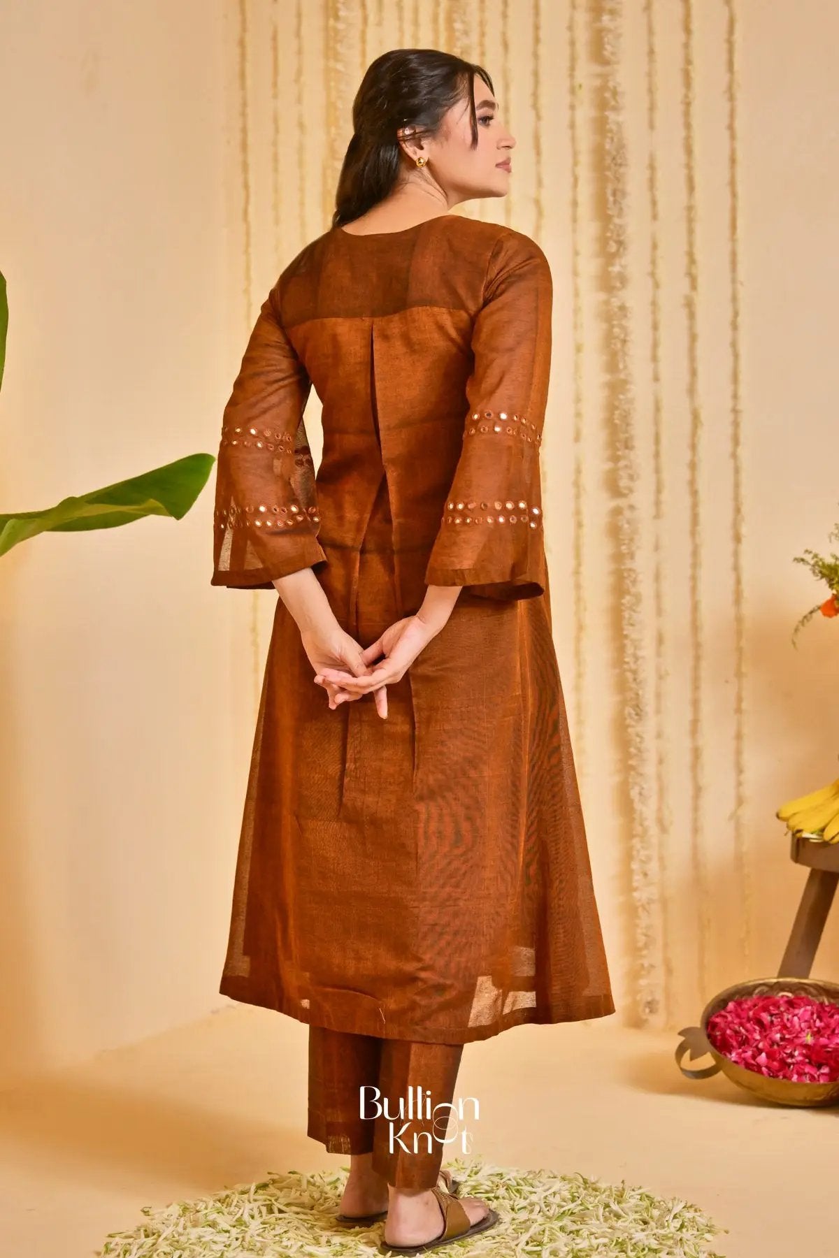 Taana Bana Handloom Kurta Set (Dress) in Brown