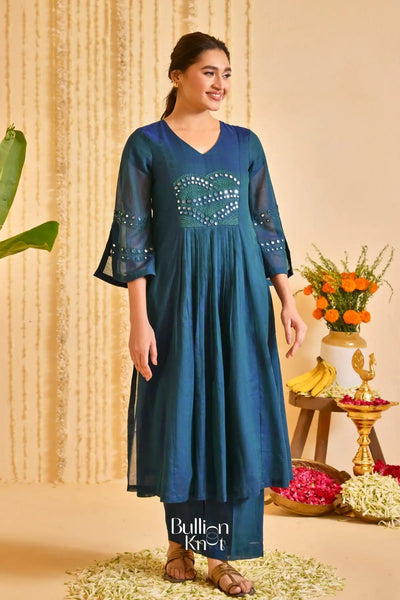 Gulnaaz Handloom Kurta Set (Dress) in Indigo