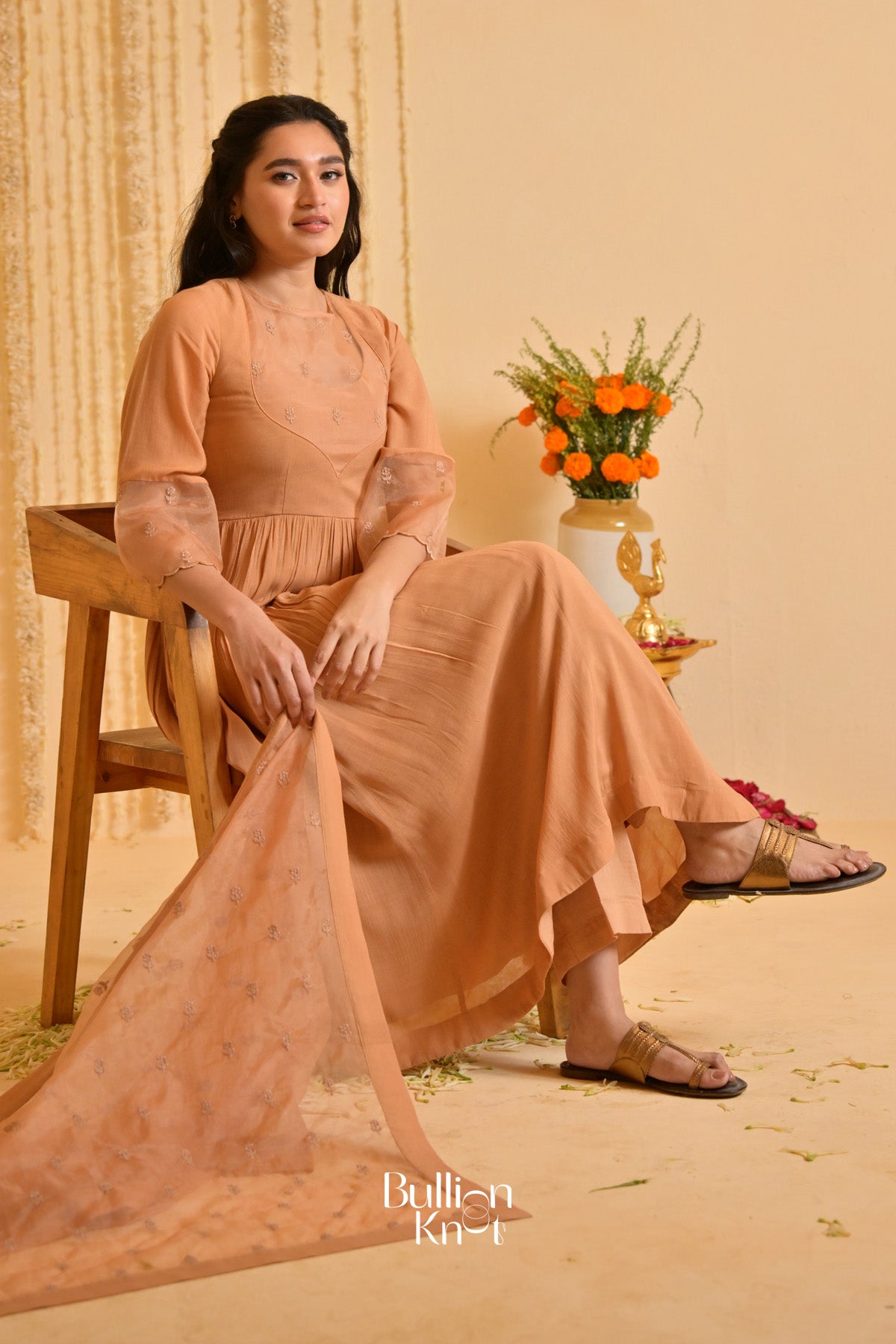 Peach Prerna Anarkali (Dress) In Cream
