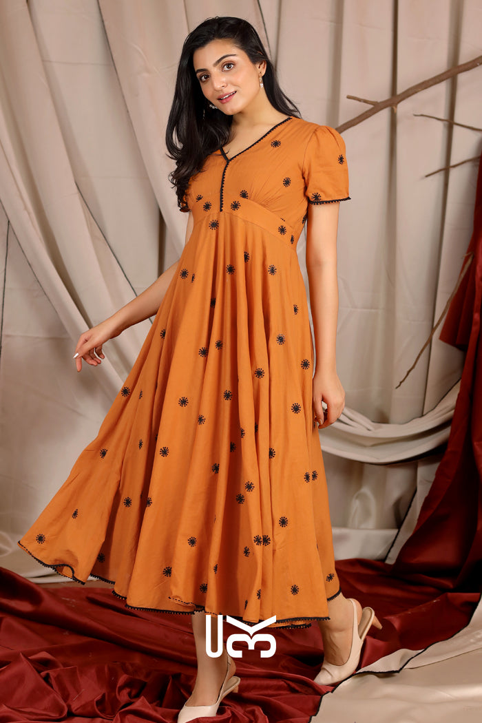 Apricot Summer Midi (Dress) in Rust Orange