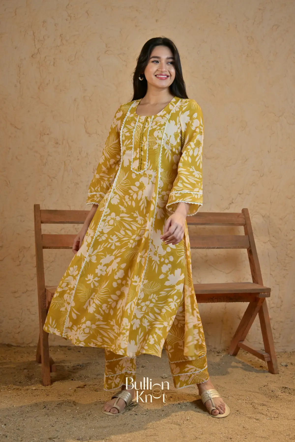 Nyasa Maternity Kurta Set (Dress) in Mustard yellow