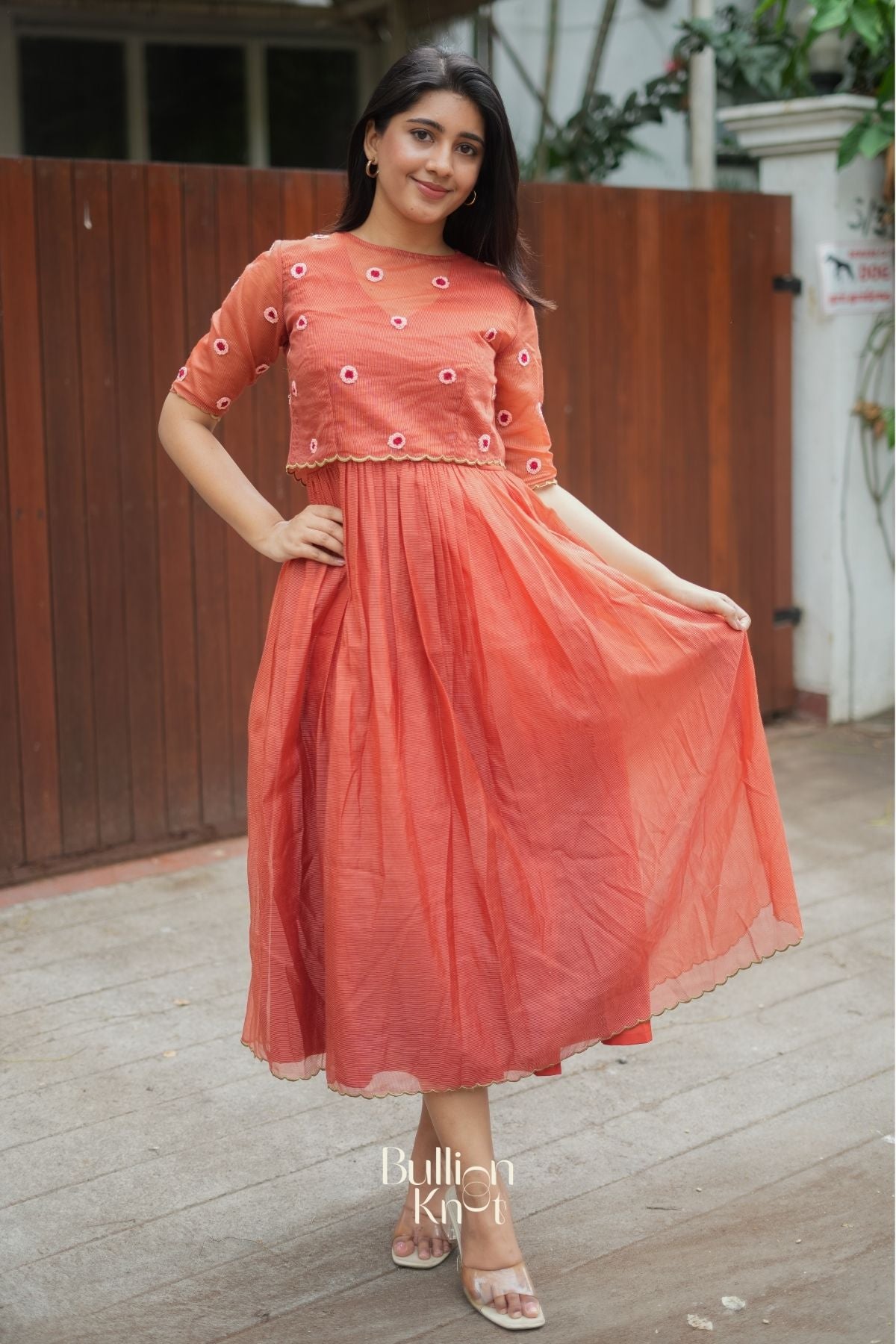 Delina Kota Doria Midi(Dress) in Rustic