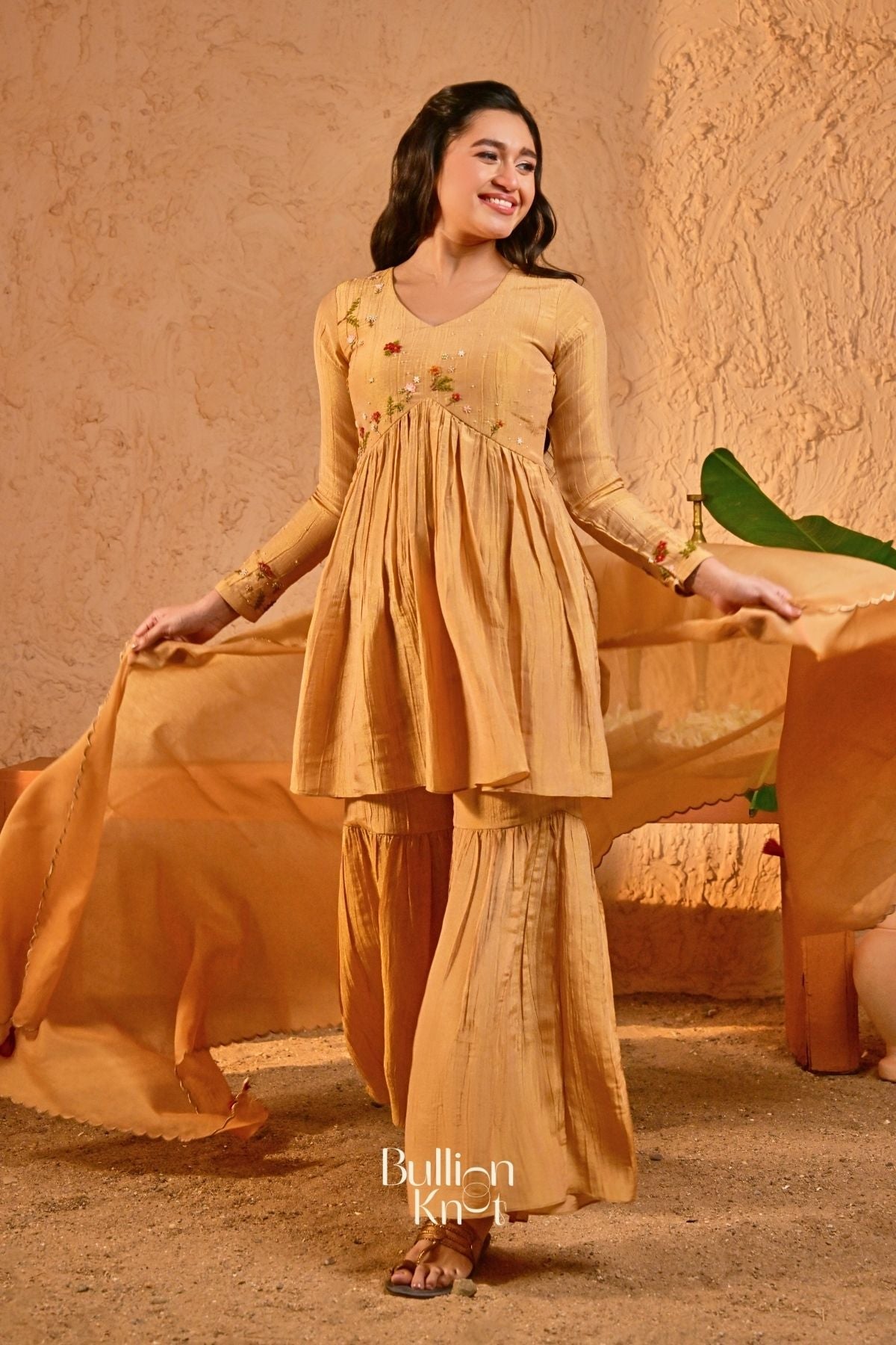 Kanak Sharara Suit (Dress) in Gold