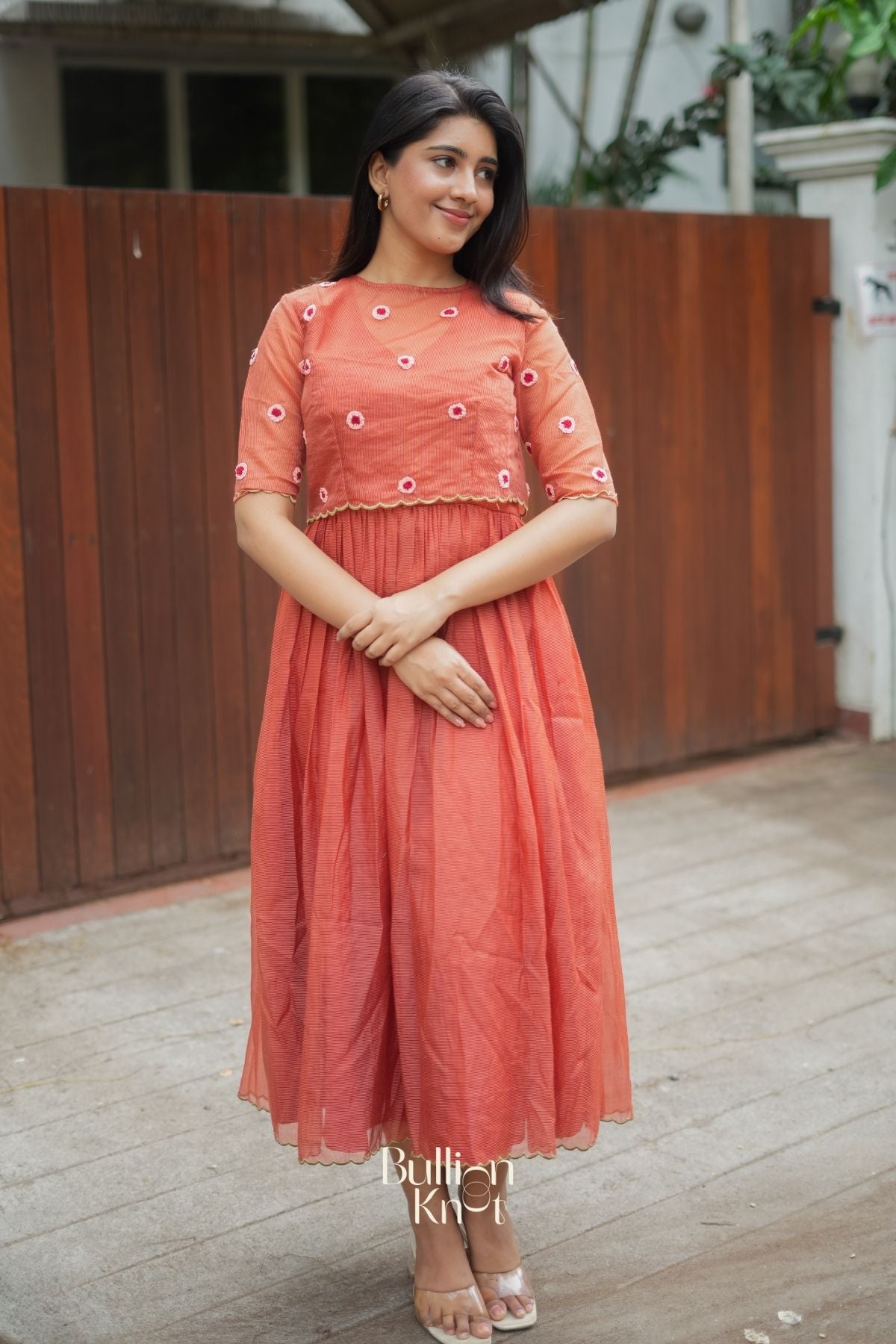Delina Kota Doria Midi(Dress) in Rustic