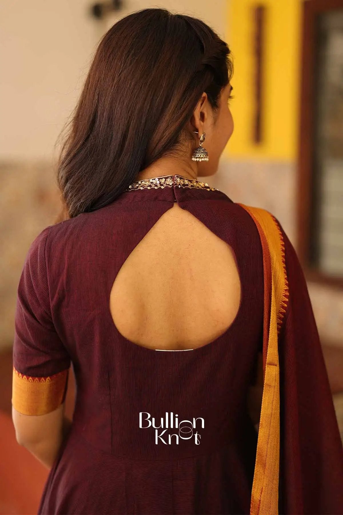 Aakarsha Maroon Handloom Anarkali Kurta Set