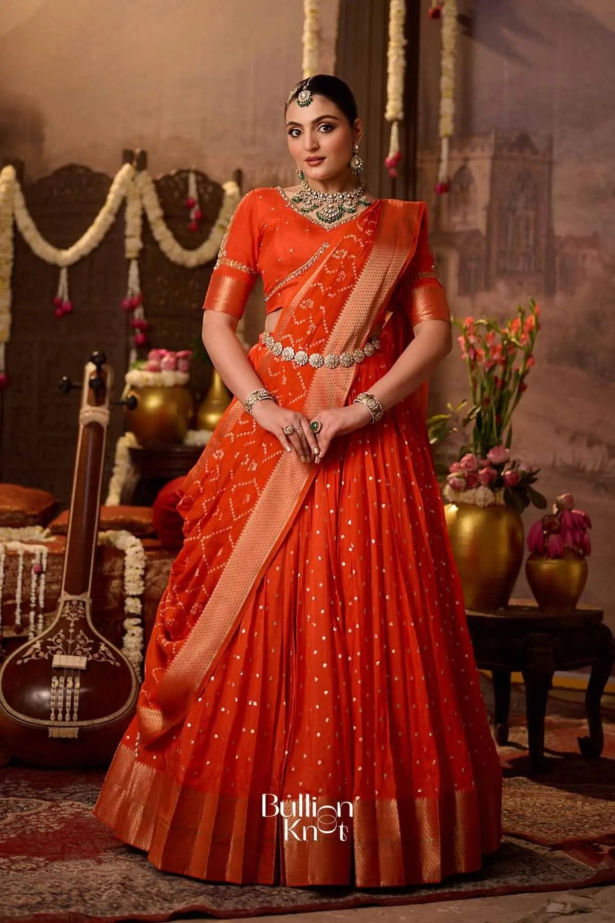 Aamrapali | Viscos Rust Orange Lehenga Set for Weddings