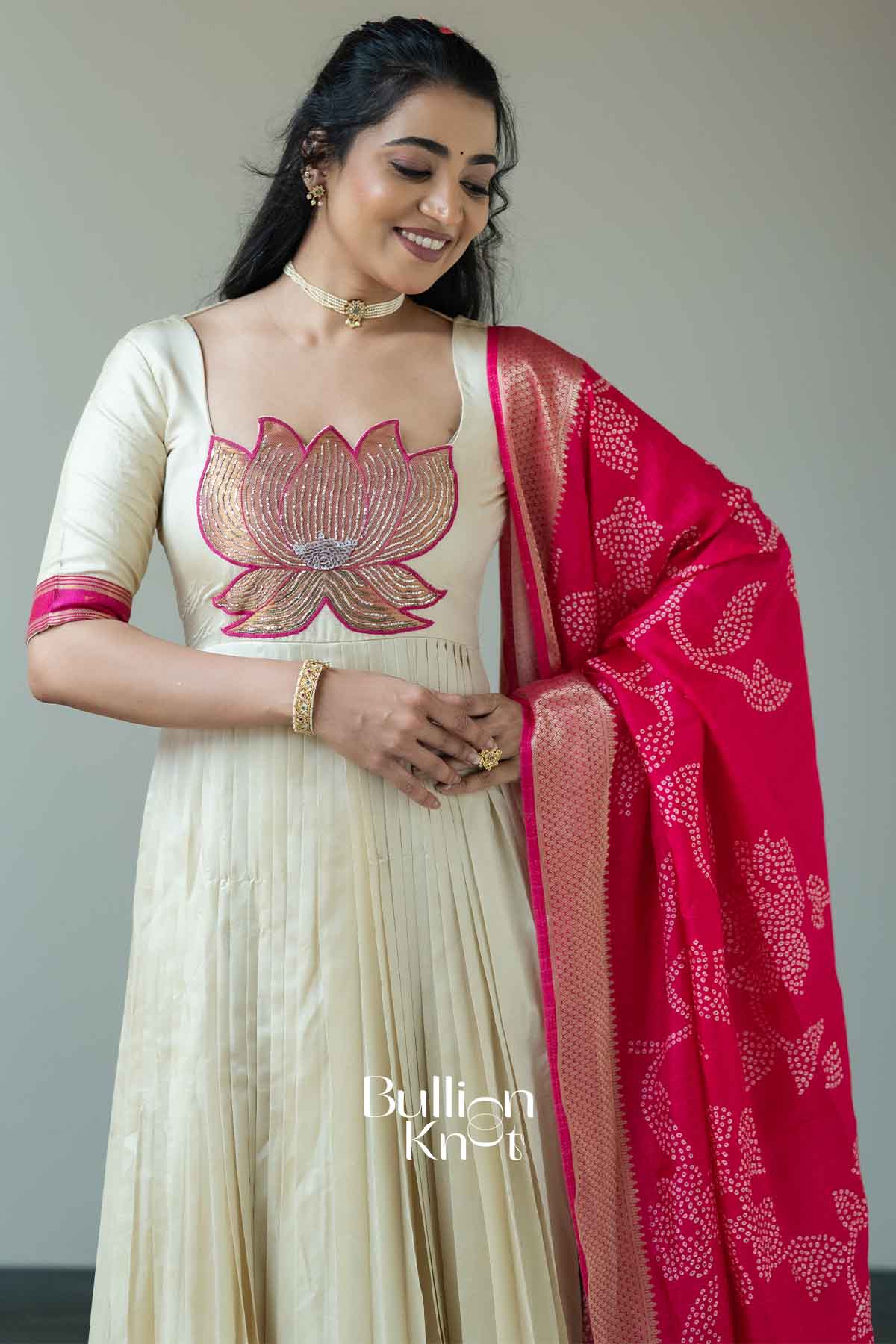 Ilyara | Viscos dola pattu Anarkali Suit Set
