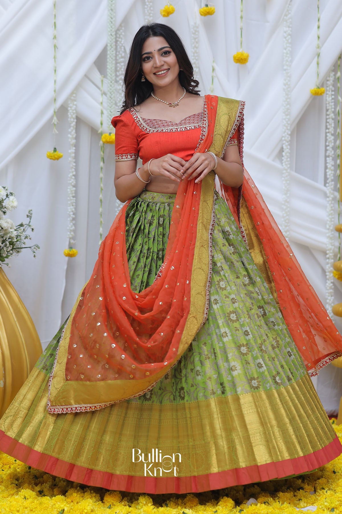 Abhilasha Pattu Half Saree in Green