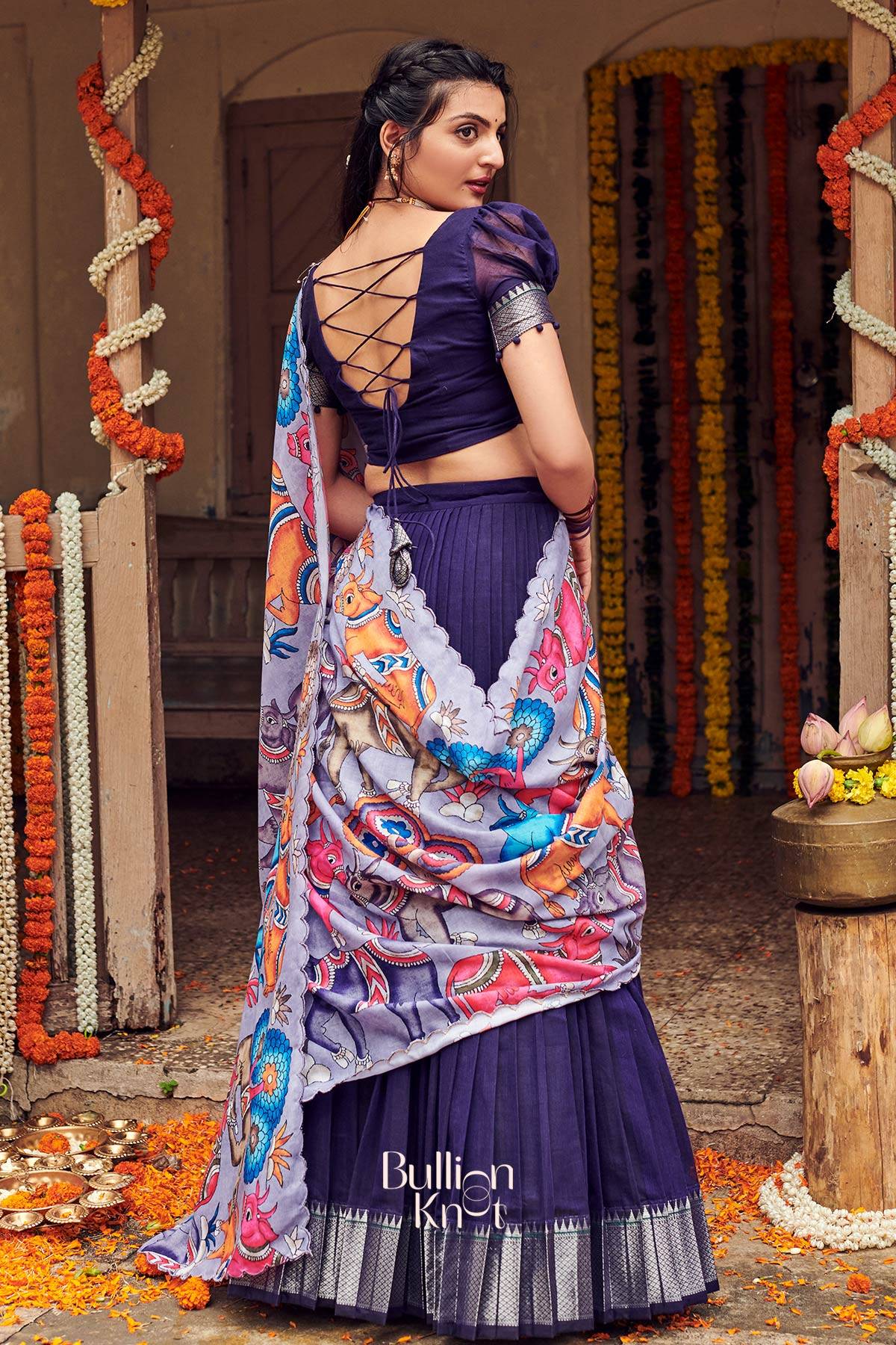 Admiral Narayanpet Half Saree in Blue