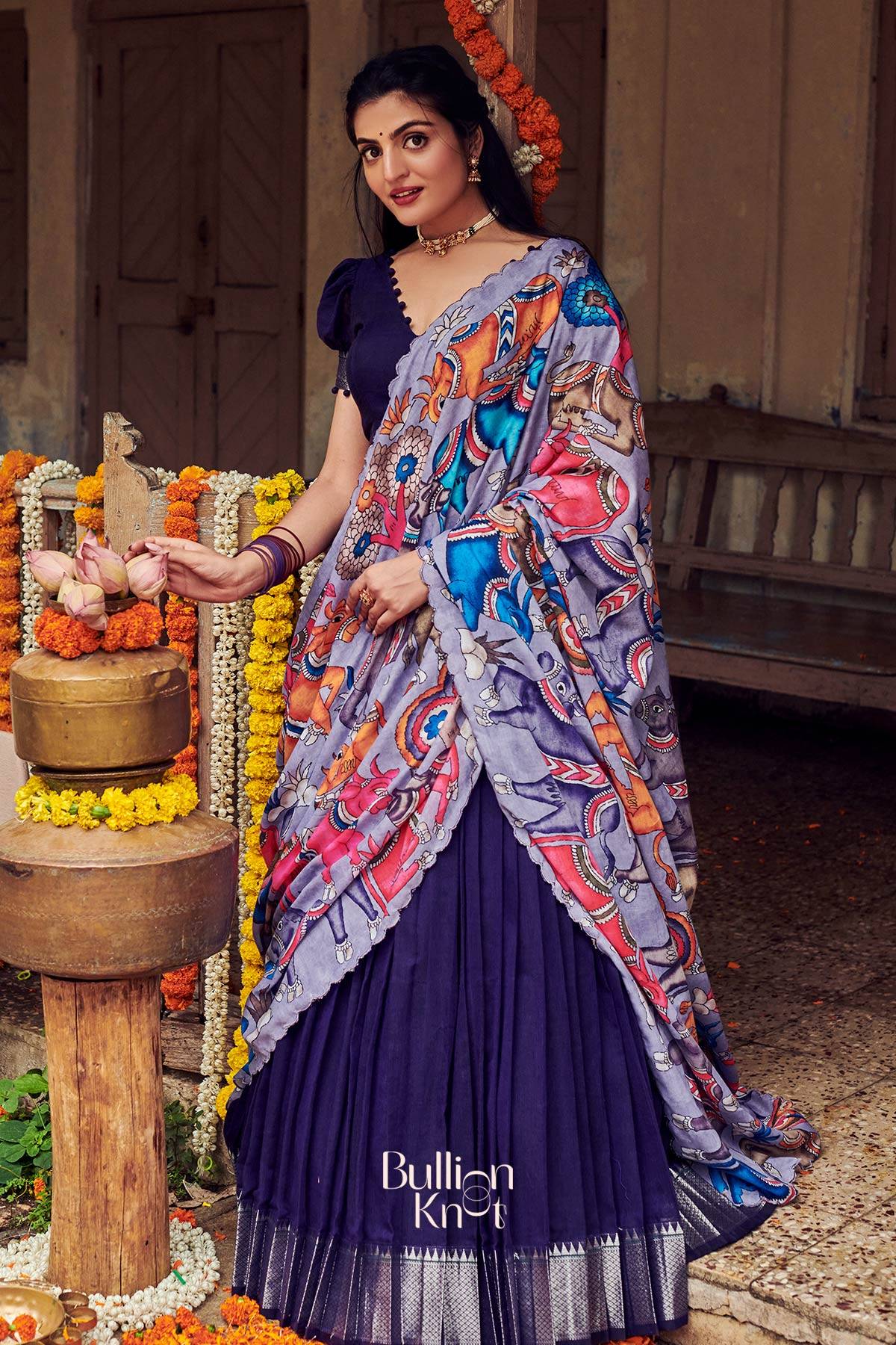Admiral Narayanpet Half Saree in Blue