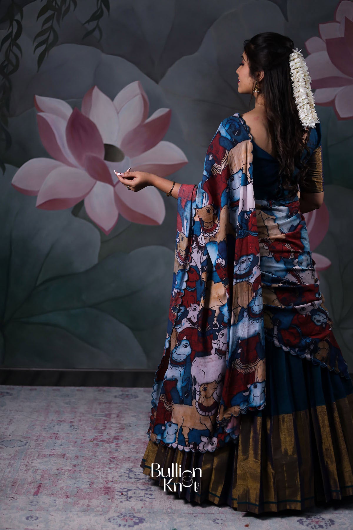 Ahalya Handloom Half Saree in Peacock Blue