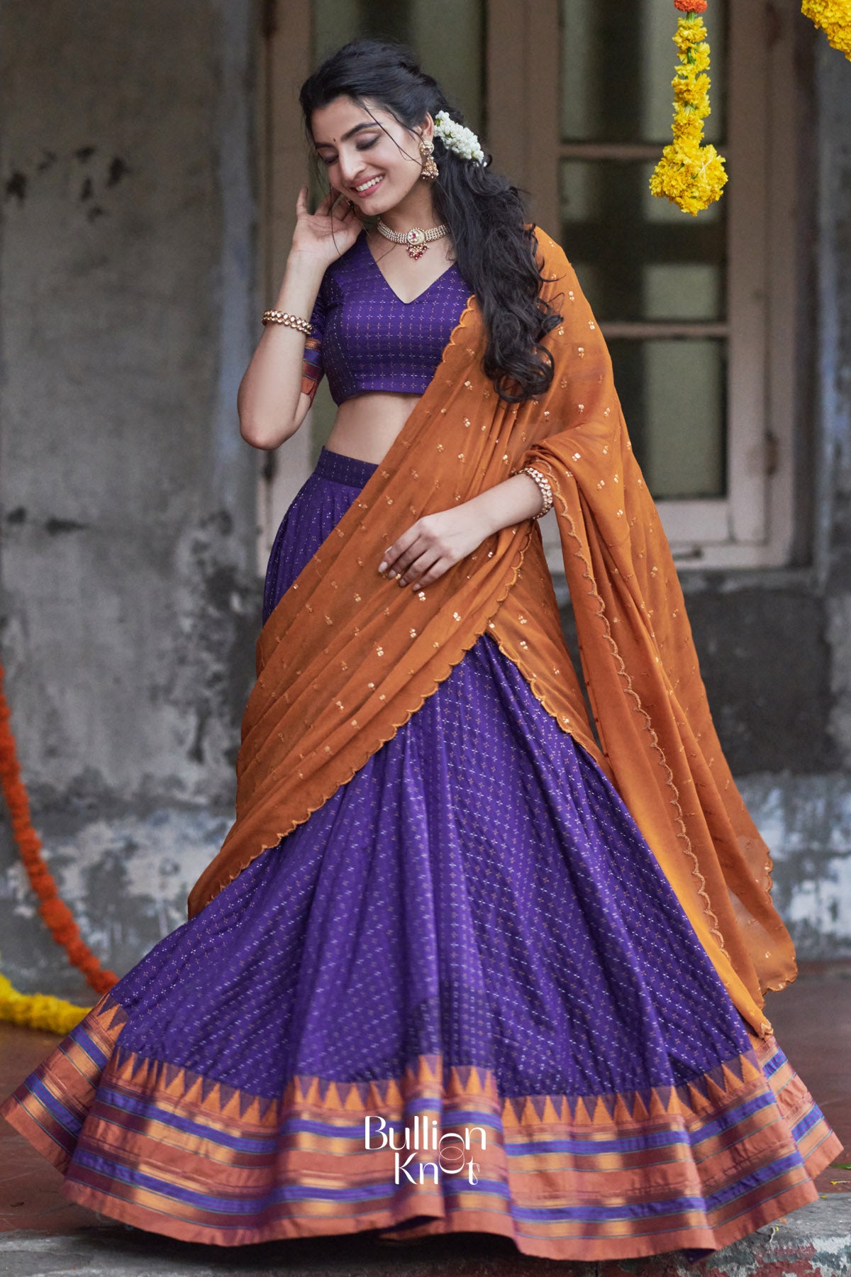 Akhila Naraynpet Half Saree in Purple