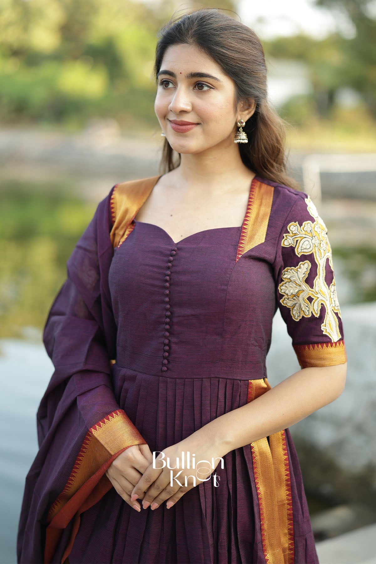 Ambalika Handloom Wine Kurta Suit Set