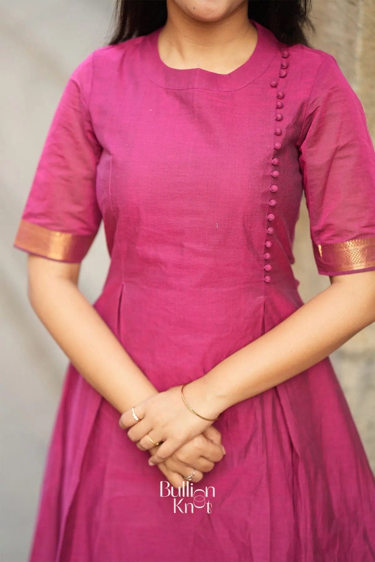Antra Handloom Kurta Set (Dress) in Magenta