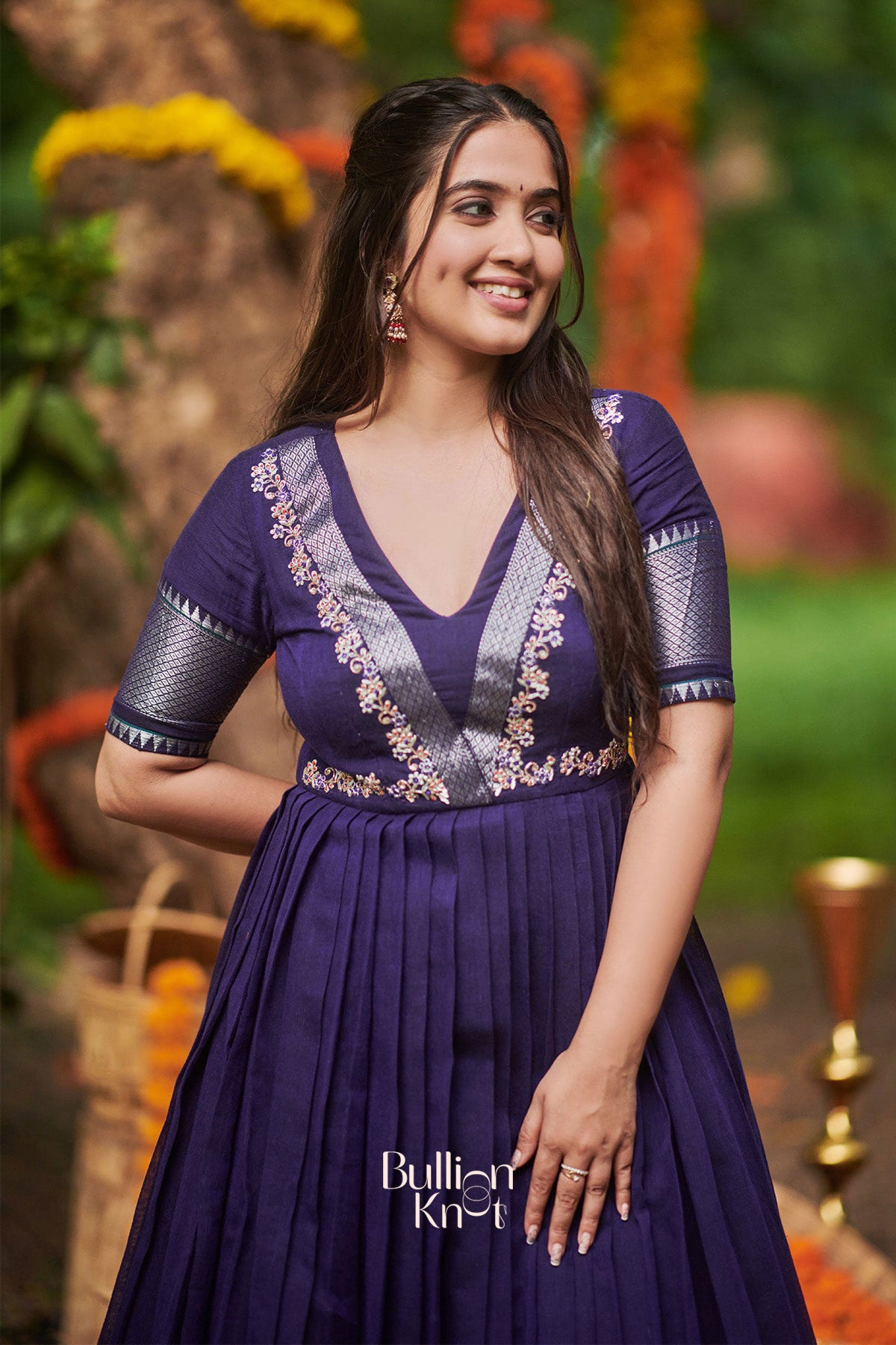 Apeksha Handloom Dress In Blue