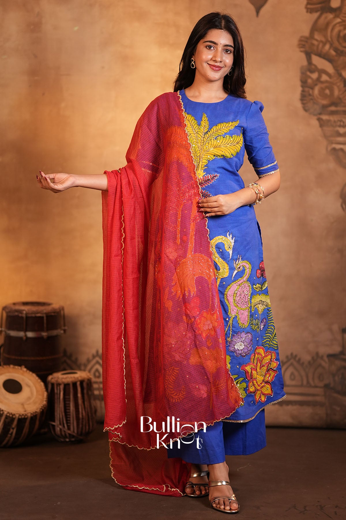 Neela Pan Kalamkari Royal Blue Suit Set