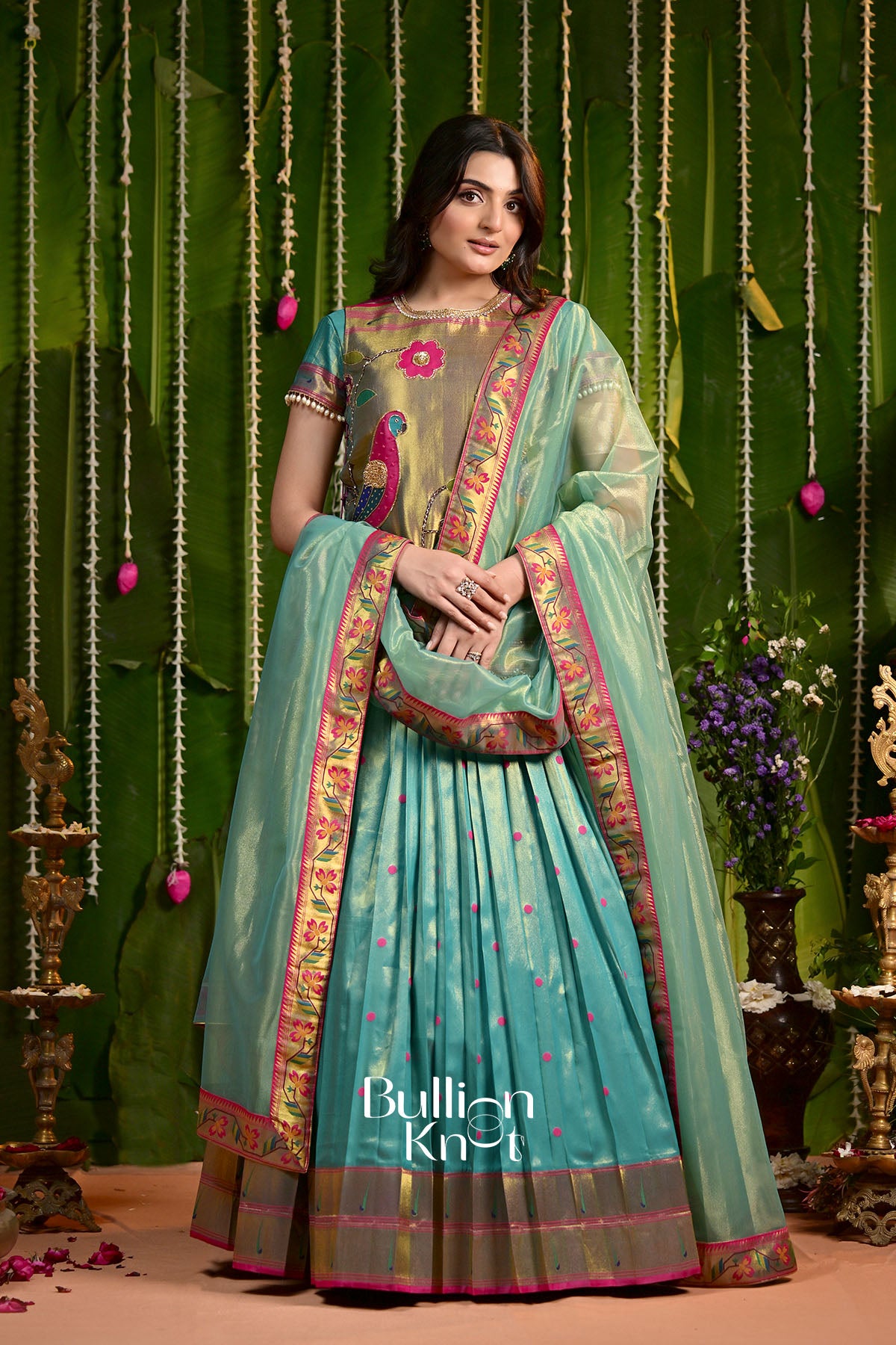 Morni Paithani 2 in 1 Silk Lehenga set with Jacket