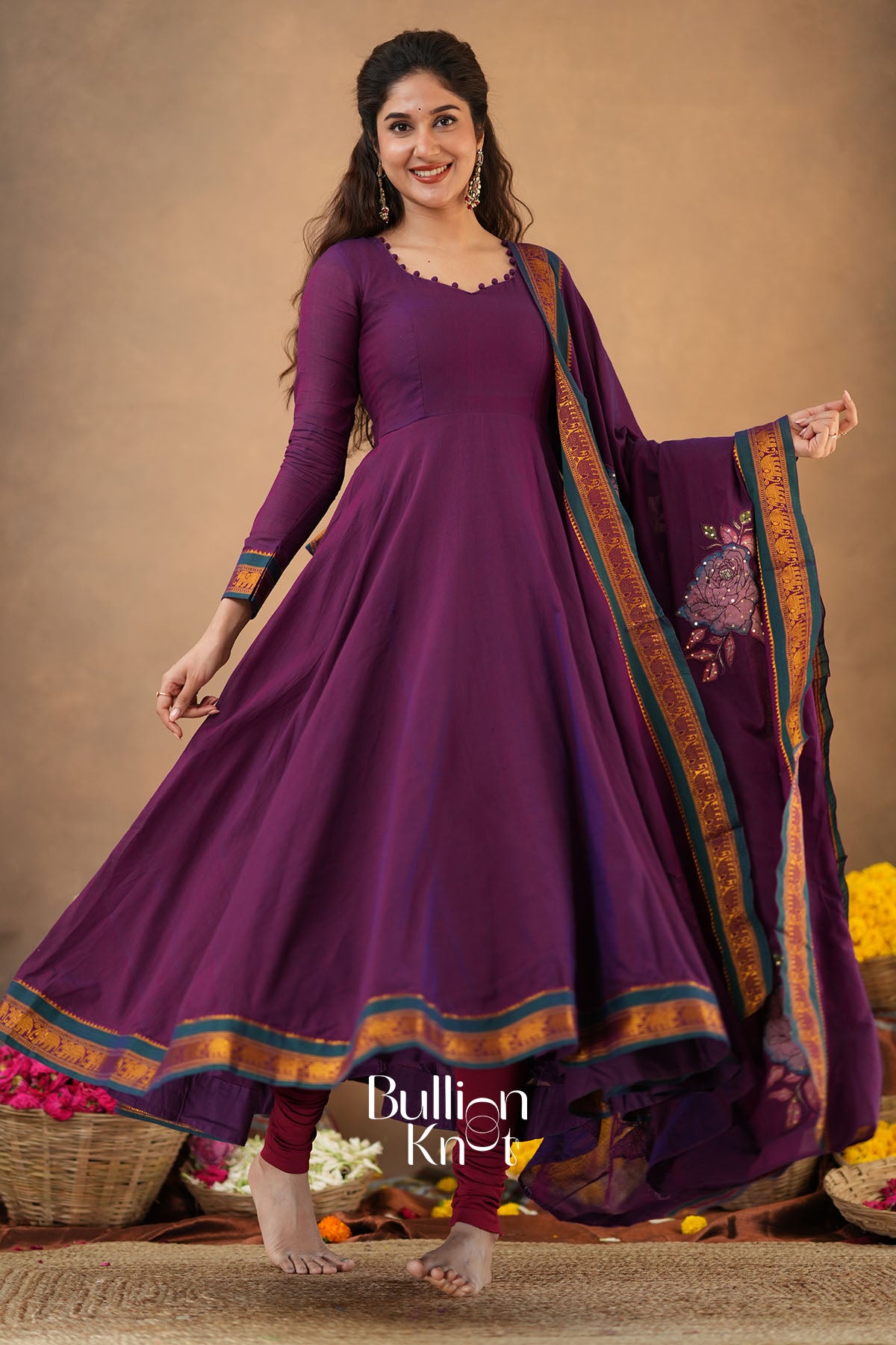 Jamuni Handloom Magenta Anarkali Dress