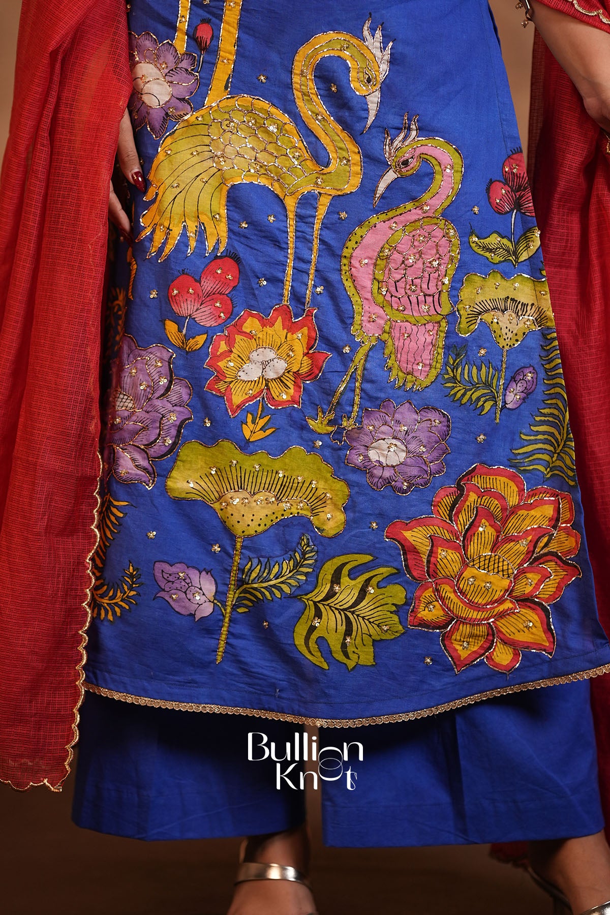 Neela Pan Kalamkari Royal Blue Suit Set