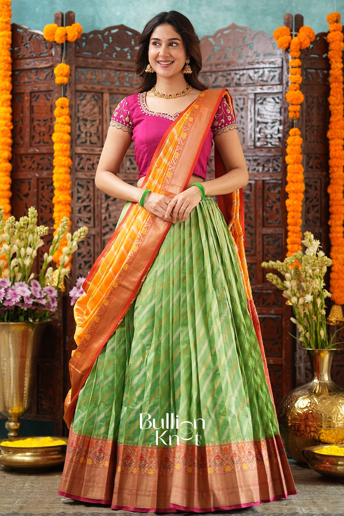 Girija 2-In-1 Lehenga Set in green